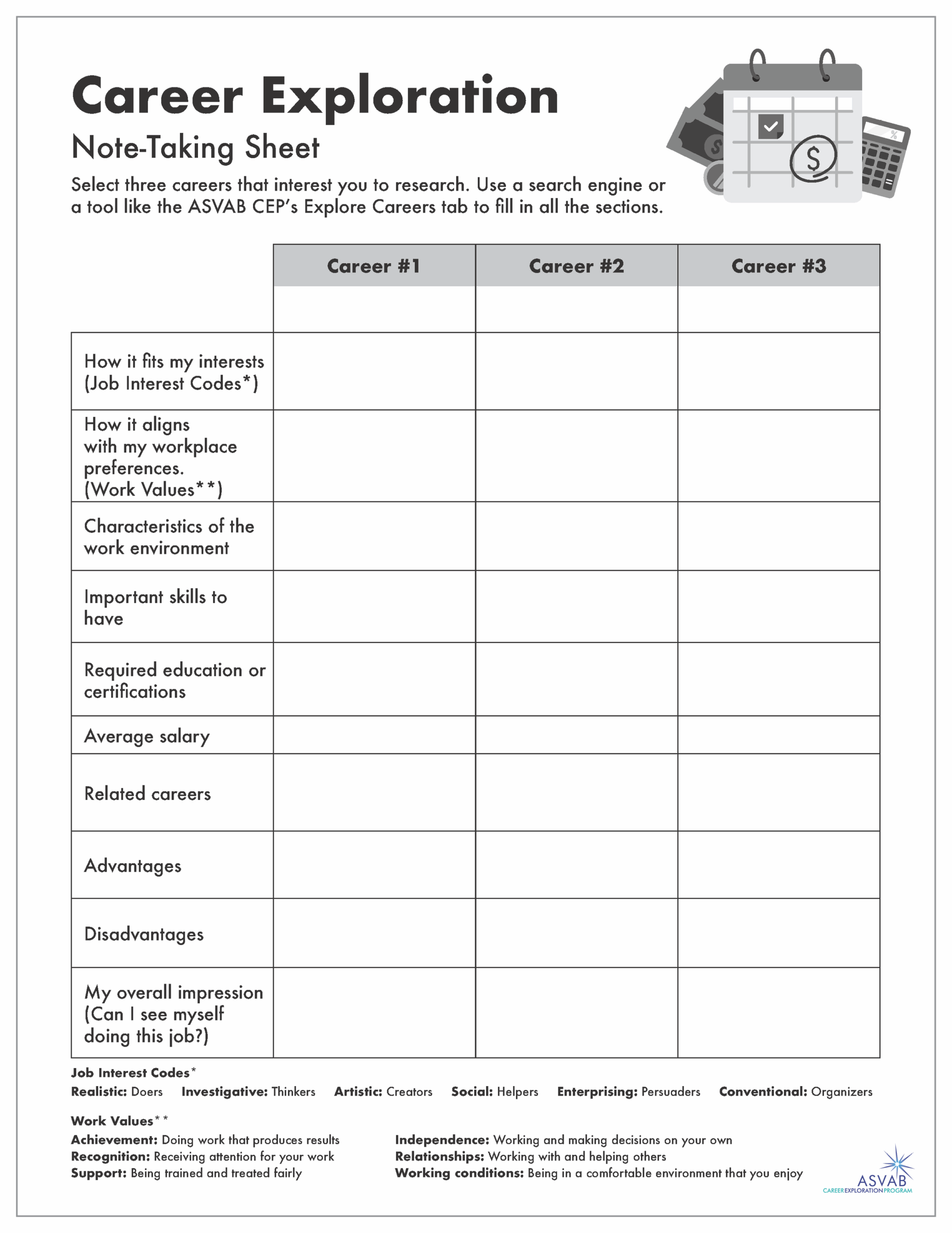 Free Printable Career Worksheets Free Printable Career Worksheets