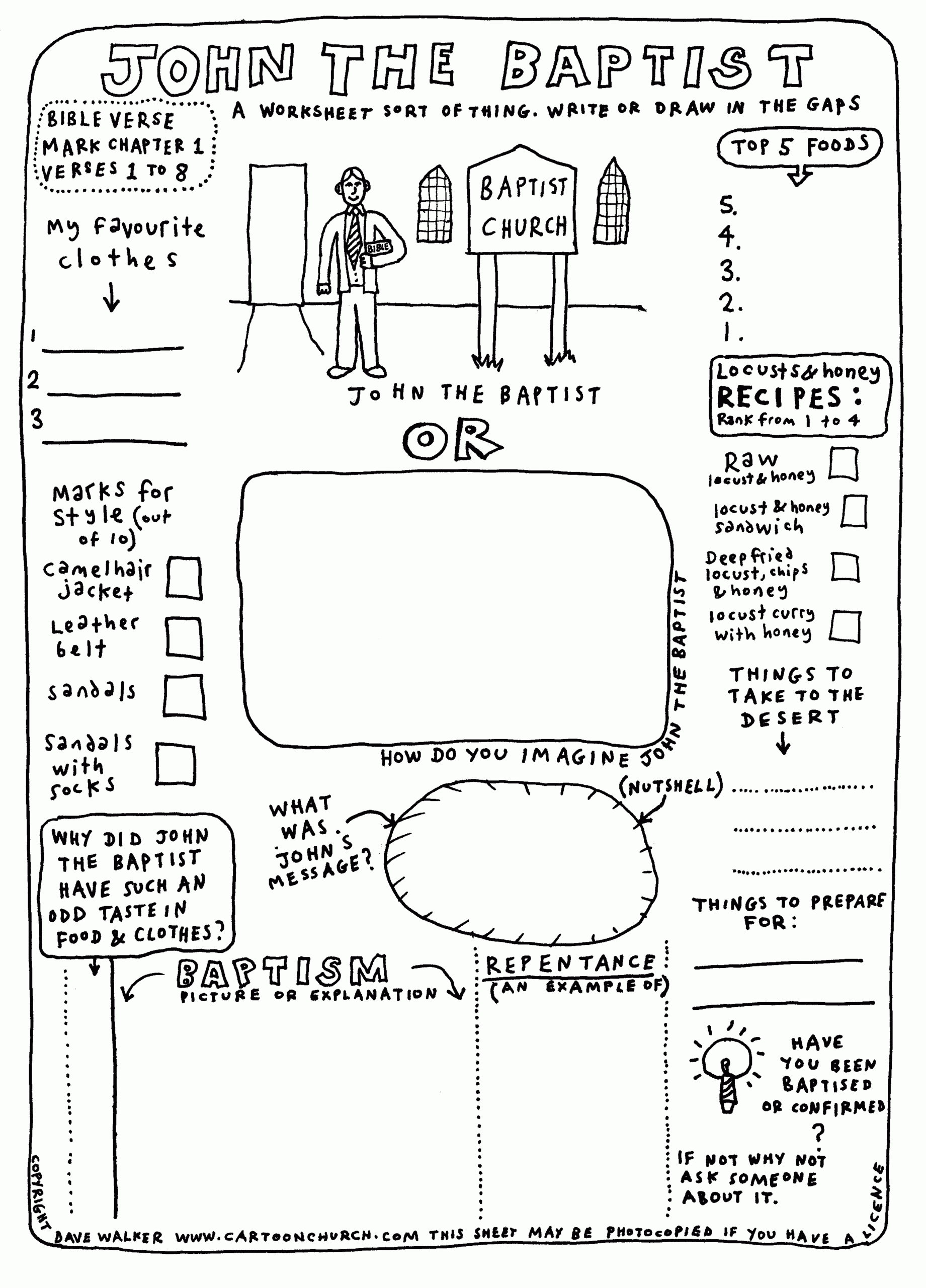 Cartoon Worksheet John The Baptist CartoonChurch Cartoon Worksheet John The Baptist CartoonChurch