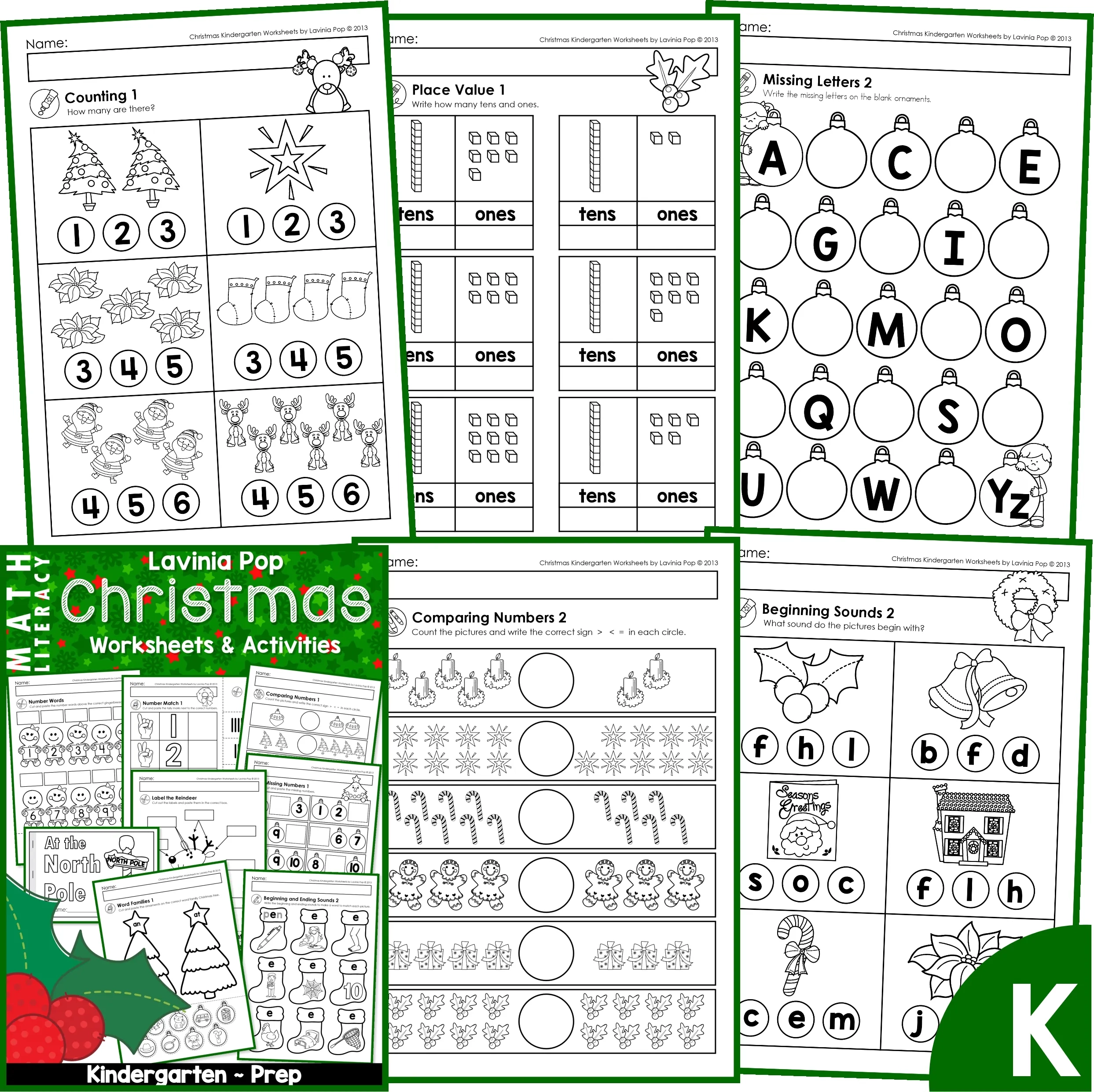 Christmas Math amp Literacy Worksheets amp Activities For Kindergarten Christmas Math amp Literacy Worksheets amp Activities For Kindergarten