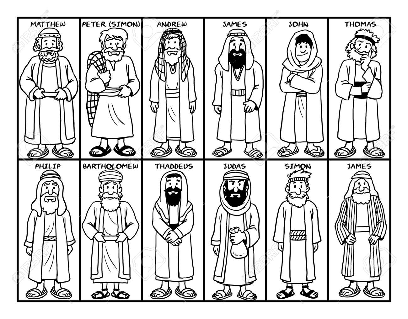 Coloring Page Of Jesus Twelve Disciples Stock Photo Picture And Coloring Page Of Jesus Twelve Disciples Stock Photo Picture And