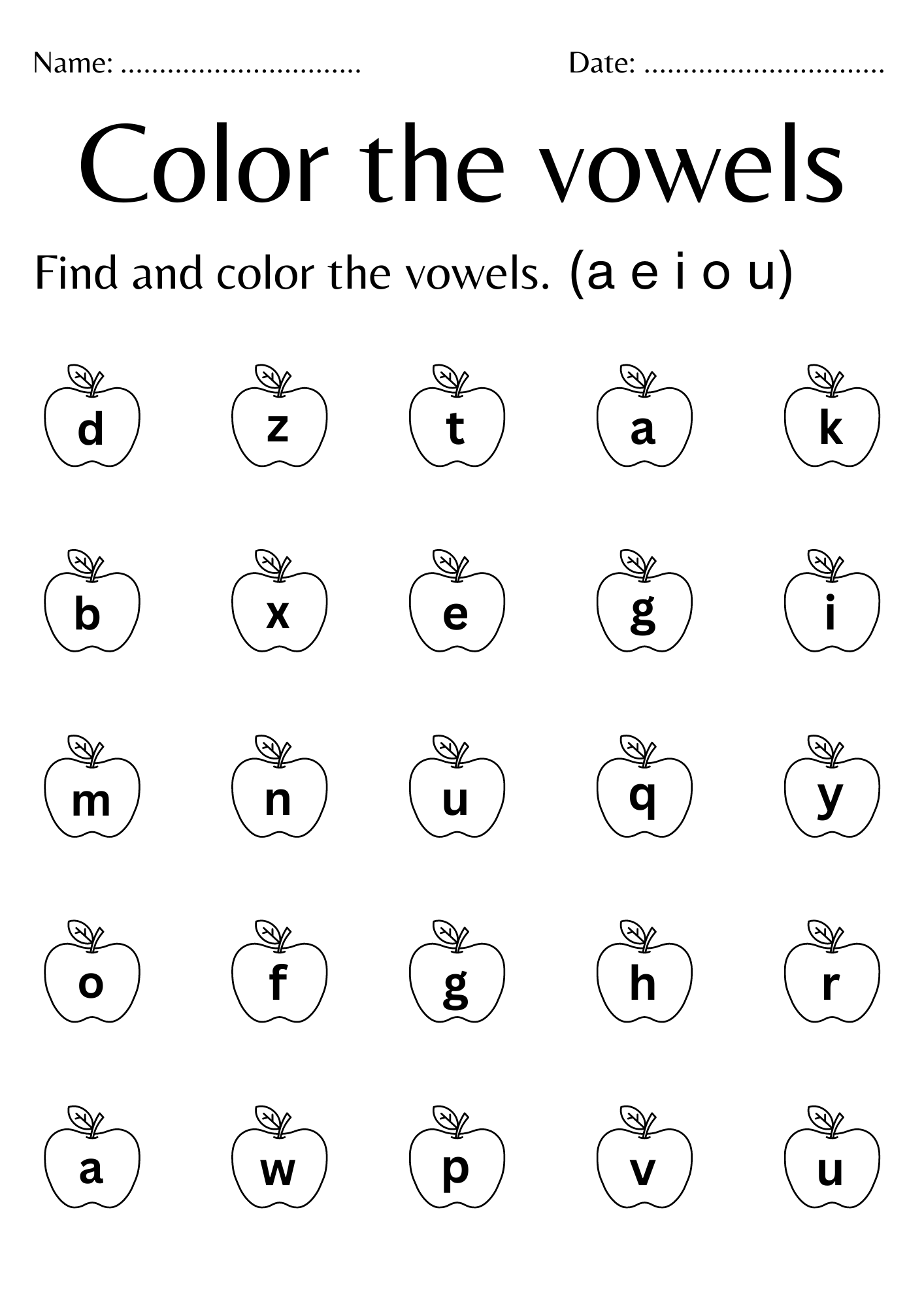 Colour The Vowels Worksheets For Kindergarten A E I O U Vowels Colour The Vowels Worksheets For Kindergarten A E I O U Vowels