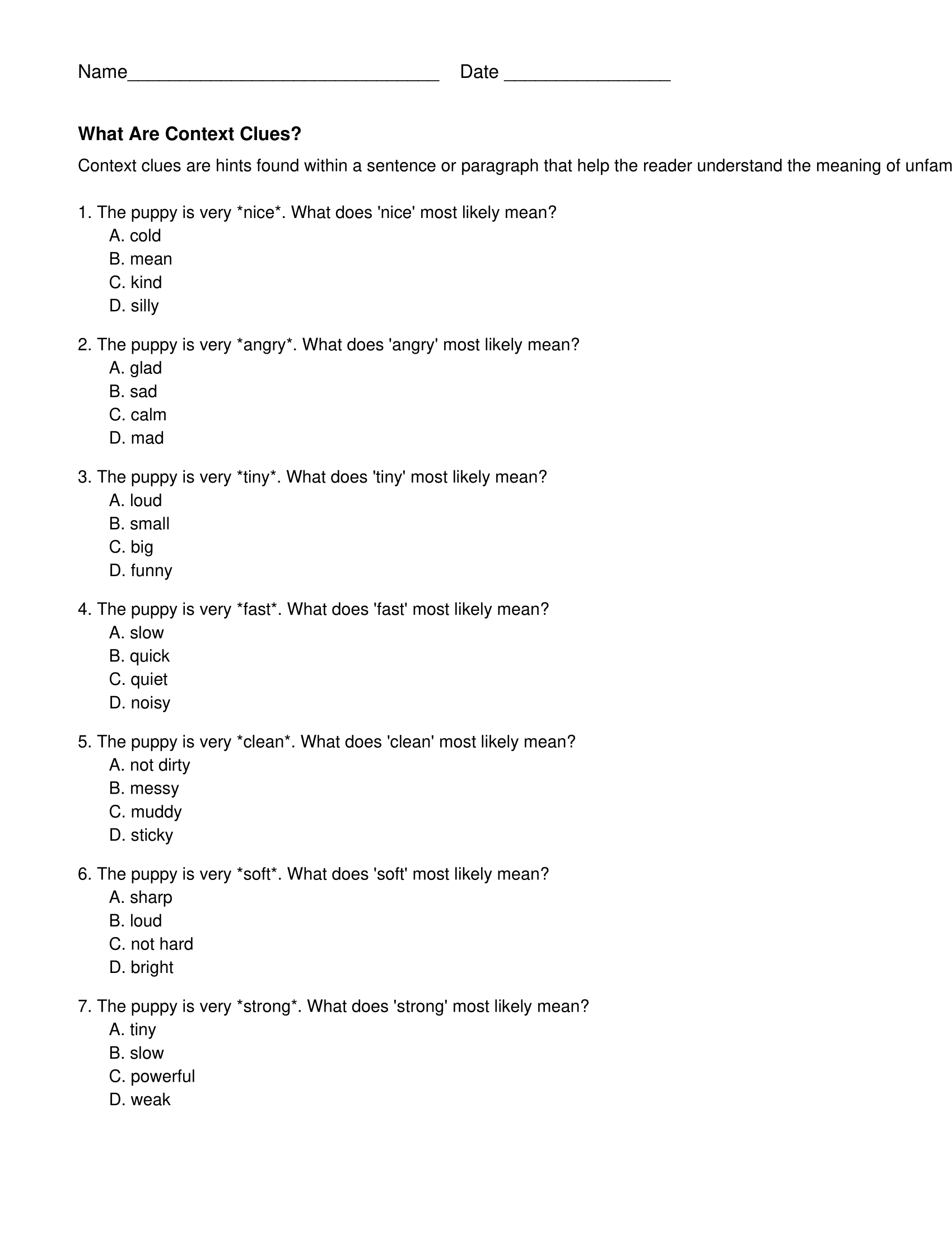 Context Clues Worksheets Printable Vocabulary Inference Activities Context Clues Worksheets Printable Vocabulary Inference Activities