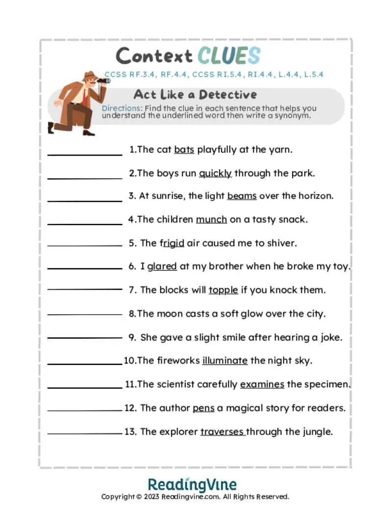 Context Clues Worksheets Context Clues Worksheets