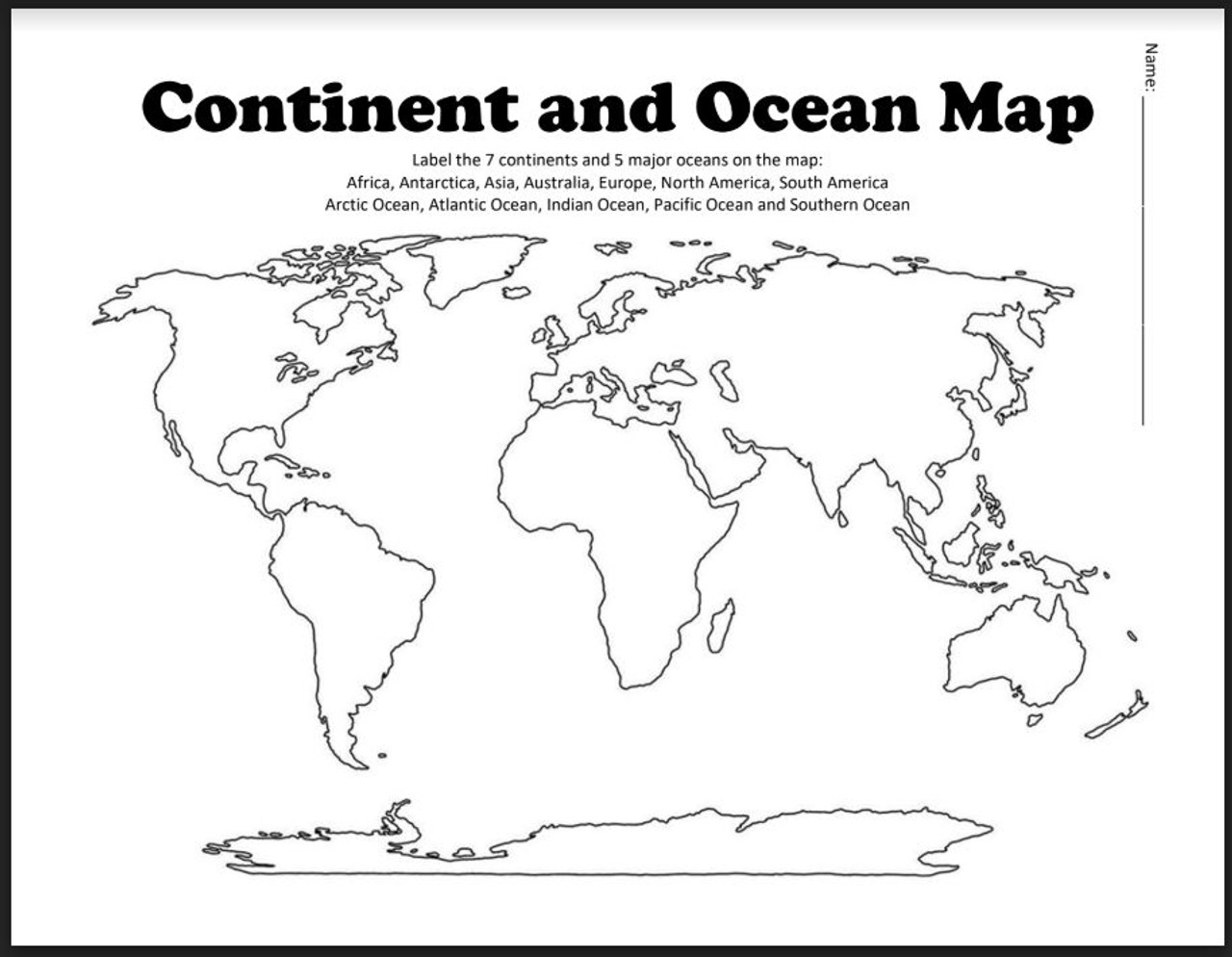 Continent And Ocean Map Worksheet Blank Amped Up Learning Continent And Ocean Map Worksheet Blank Amped Up Learning