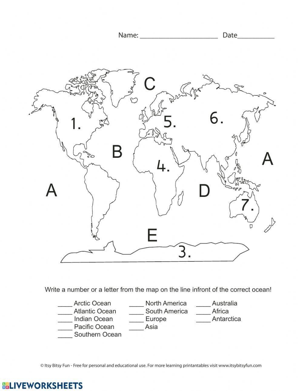 Continents And Free Interactive Worksheets 103698