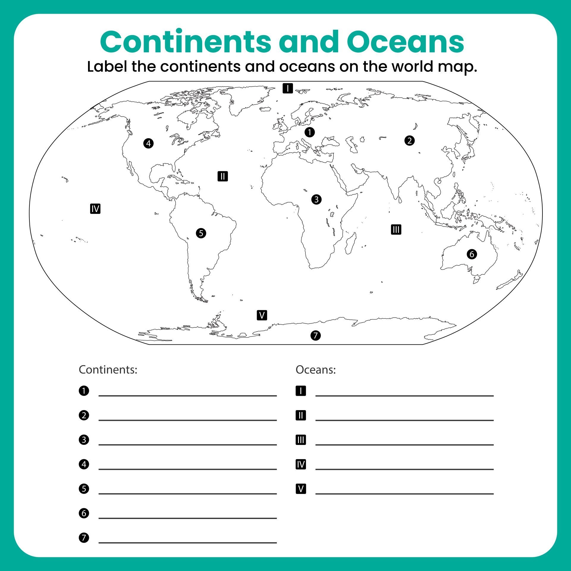 Continents And Oceans Worksheet Teach Starter Worksheets Library Continents And Oceans Worksheet Teach Starter Worksheets Library