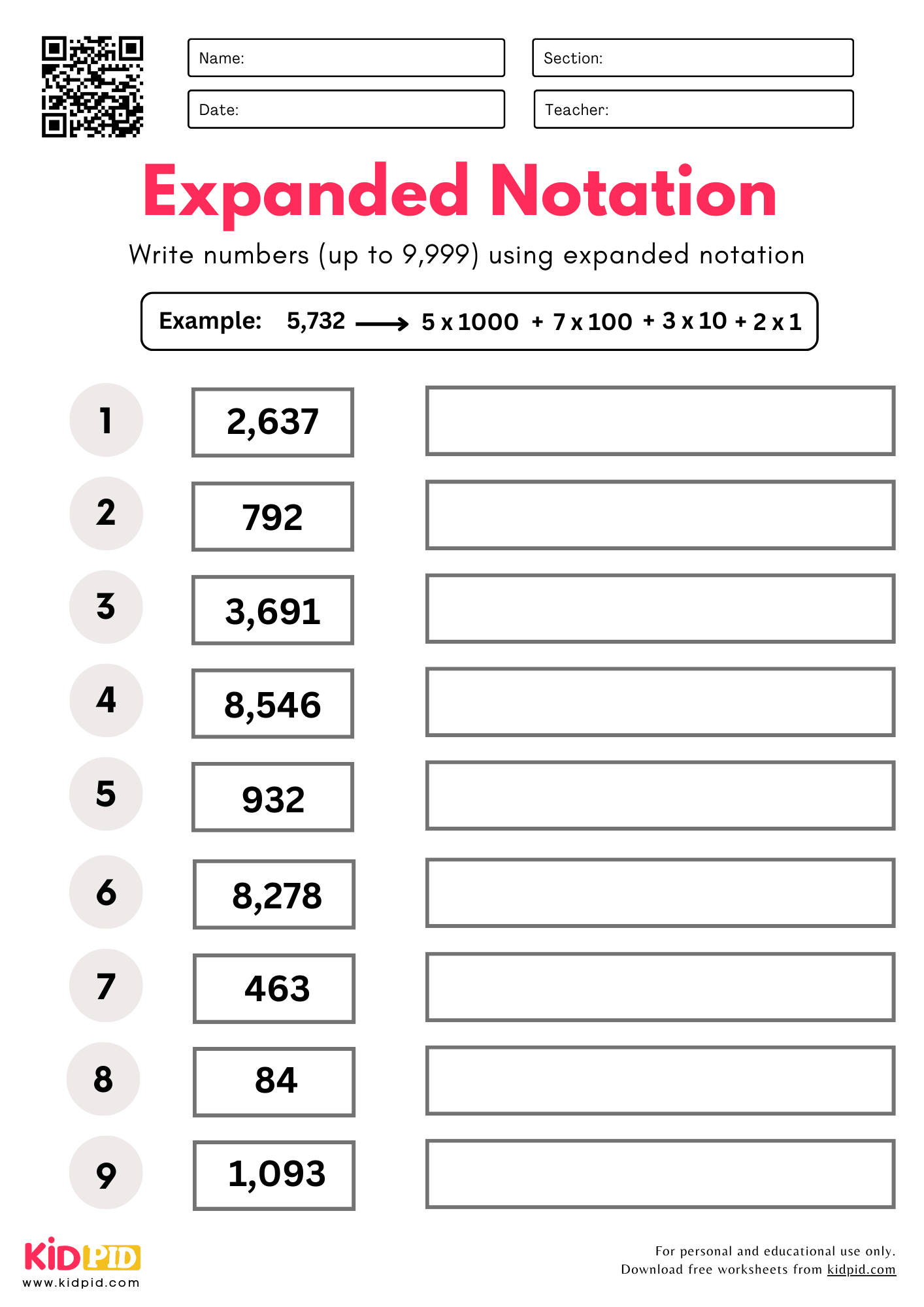 Free Printable Expanded Form Worksheets Free Printable Expanded Form Worksheets