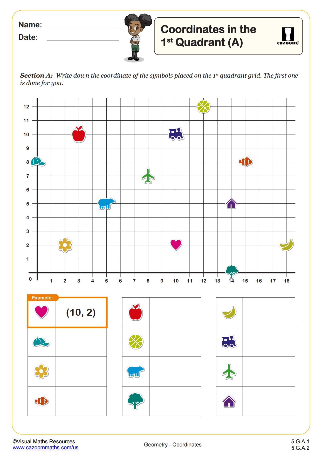 Coordinates In The First Quadrant A PDF Printable Geometry Coordinates In The First Quadrant A PDF Printable Geometry
