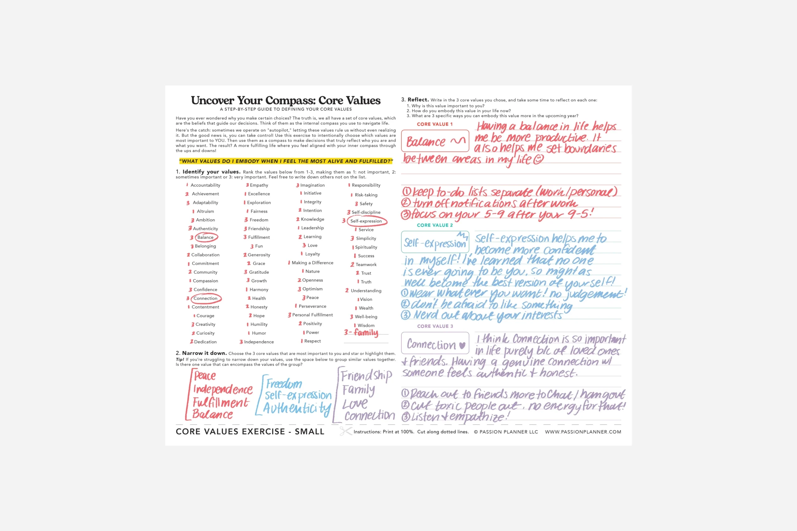 Free Printable Core Values Worksheet Free Printable Core Values Worksheet