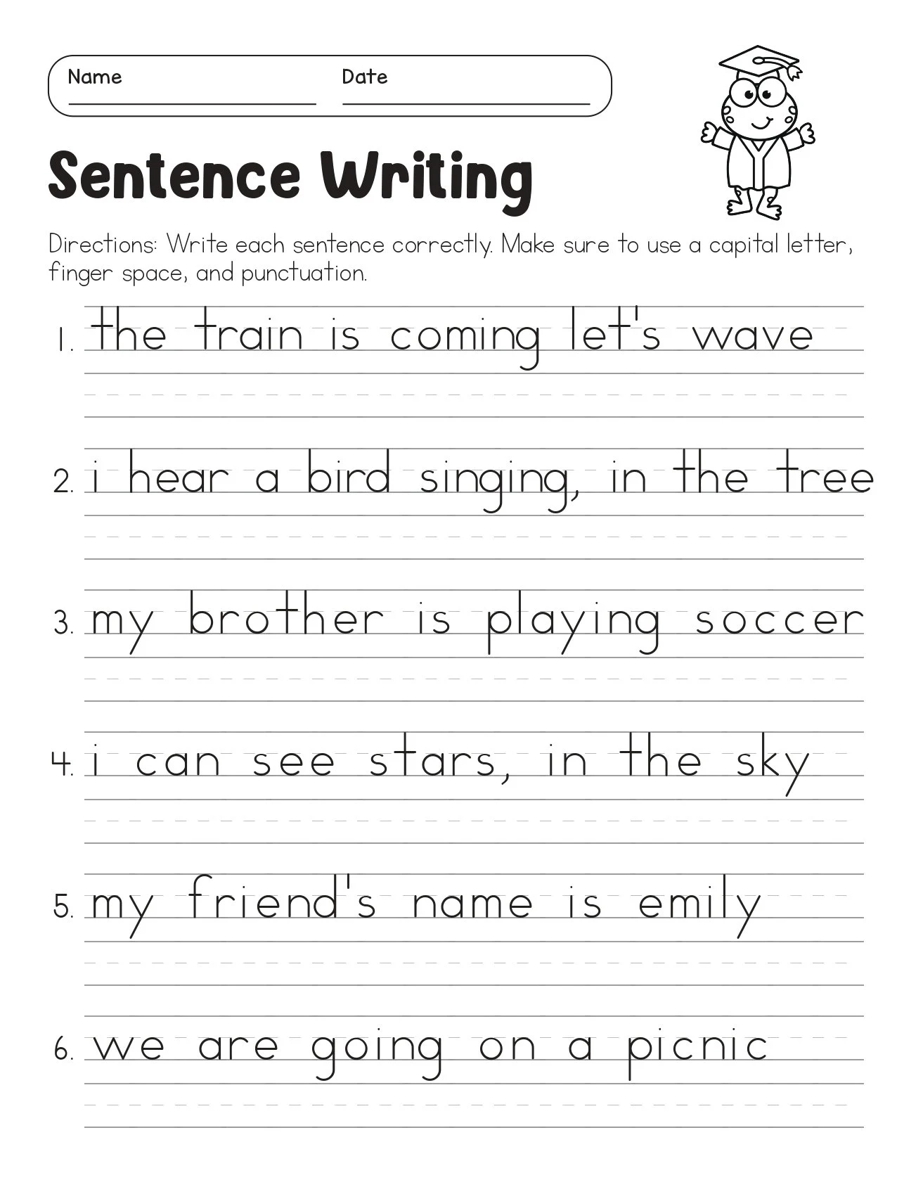 Correct The Sentences Worksheets 10 Page Printable For 1st And Correct The Sentences Worksheets 10 Page Printable For 1st And