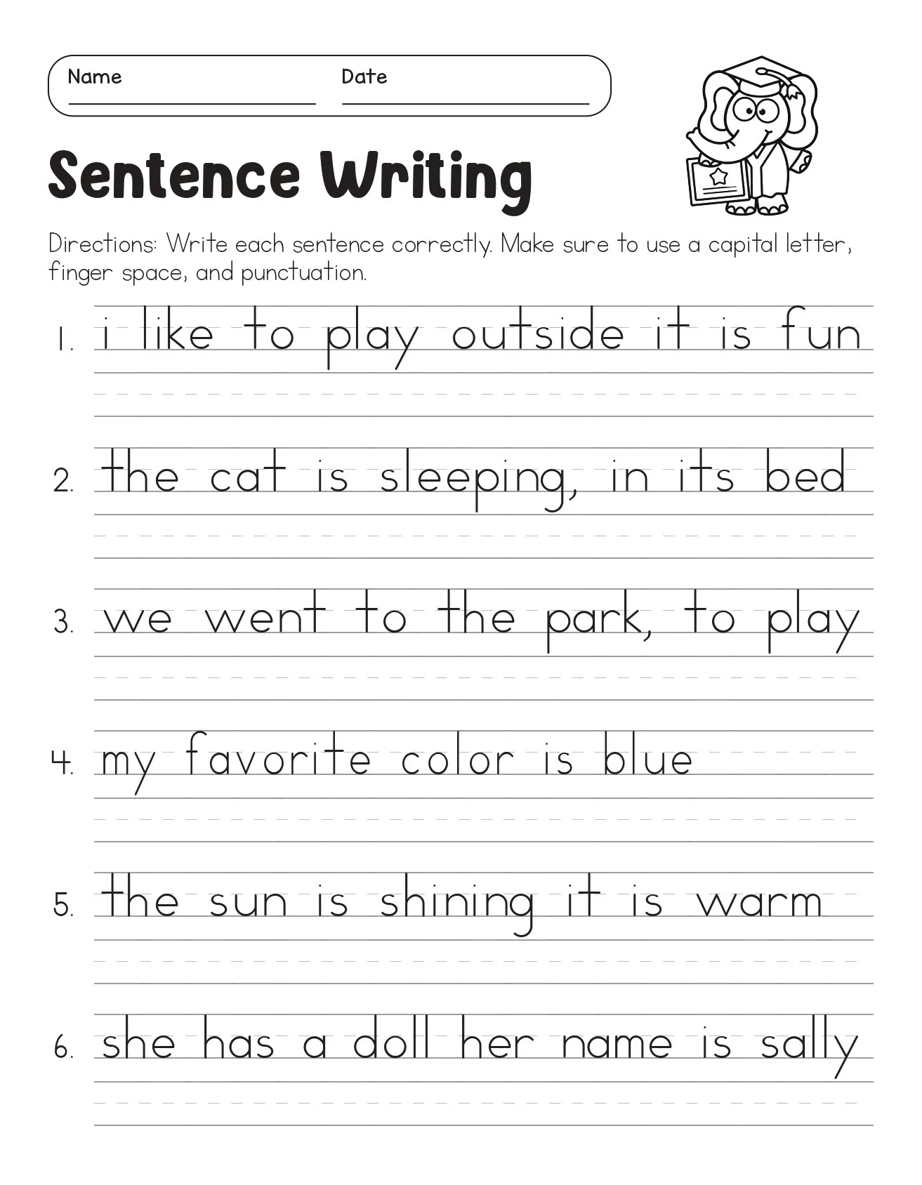 Correct The Sentences Worksheets 10 Page Printable For 1st And Correct The Sentences Worksheets 10 Page Printable For 1st And