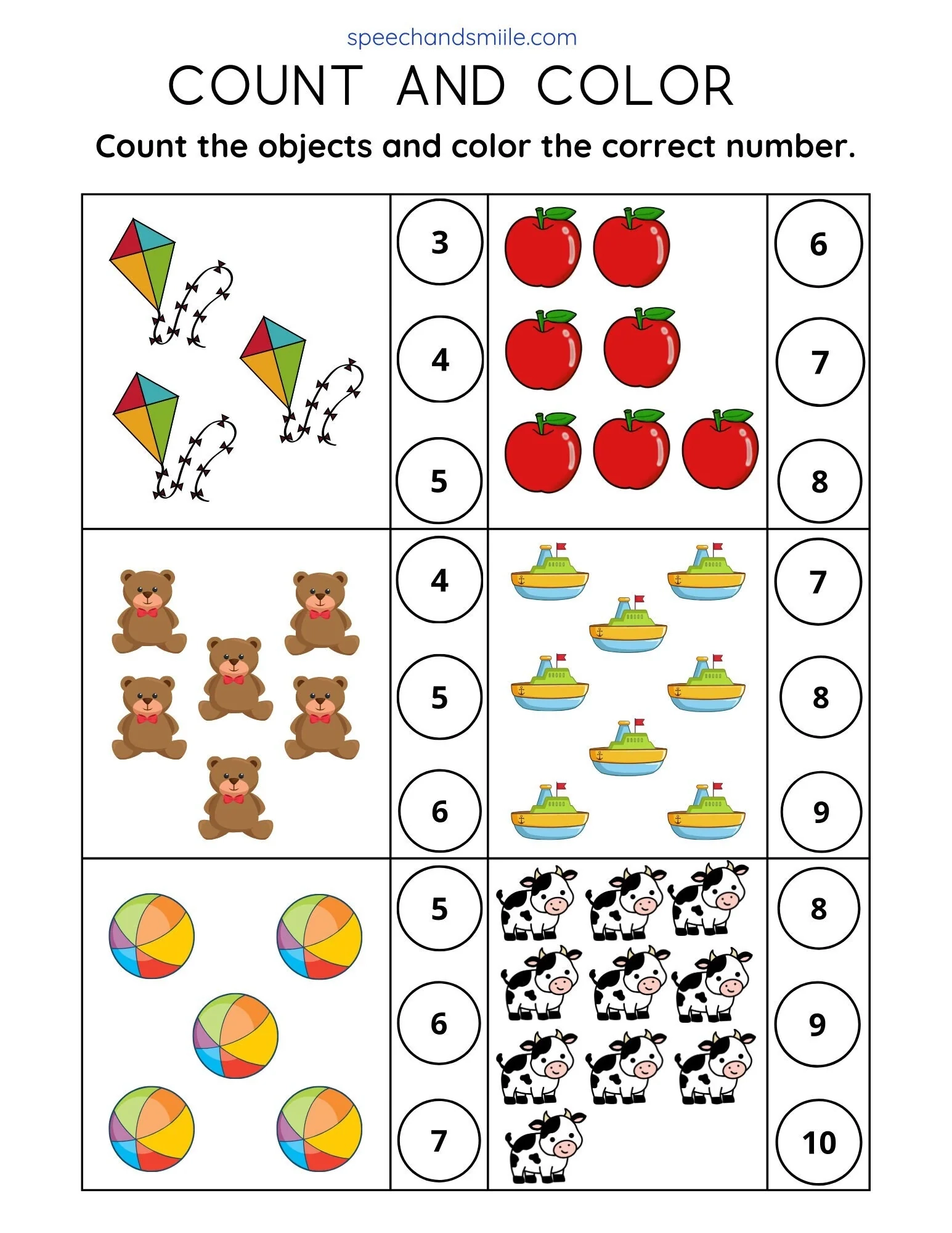 Counting Worksheet To Use With Miniature Objects Printable Counting Worksheet To Use With Miniature Objects Printable
