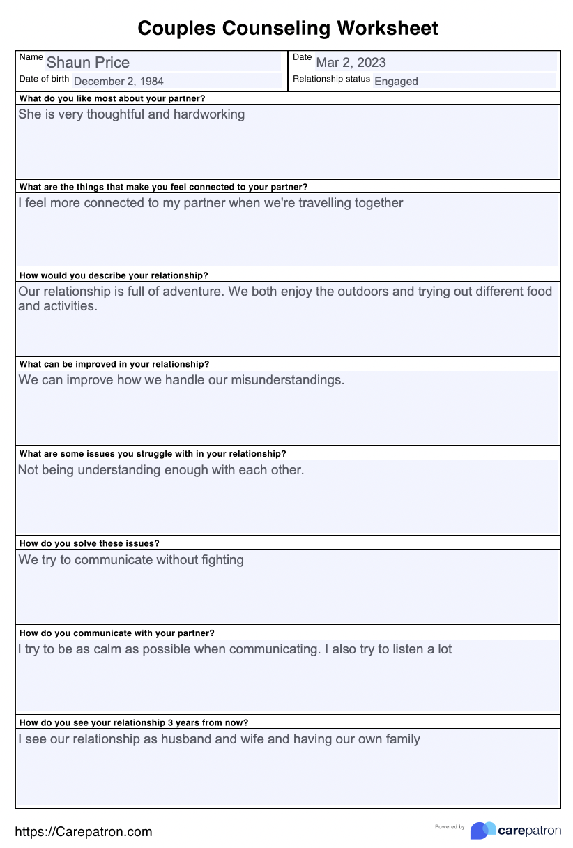Couples Counseling Worksheets amp amp Example Free PDF Download Couples Counseling Worksheets amp amp Example Free PDF Download