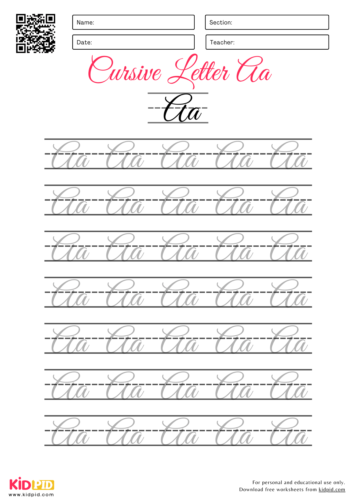 Cursive Letters Handwriting Worksheet For Grade 2 Kidpid Cursive Letters Handwriting Worksheet For Grade 2 Kidpid