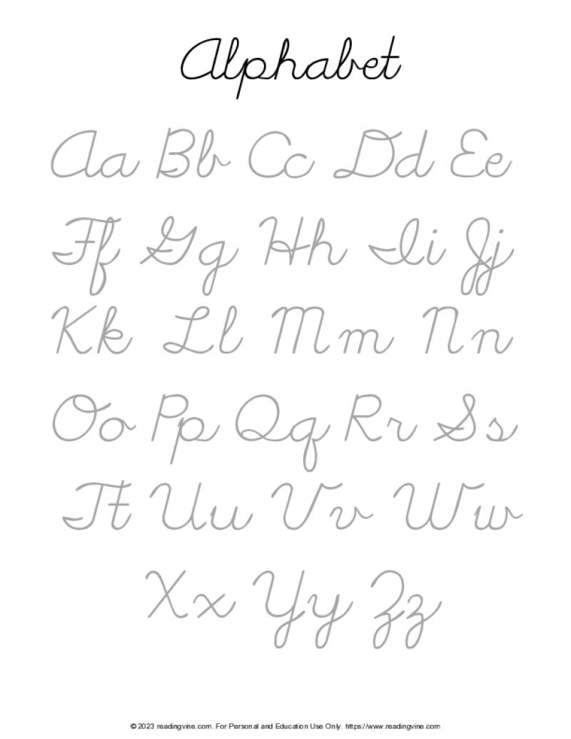 Cursive Writing Practice Sheets PDF ReadingVine