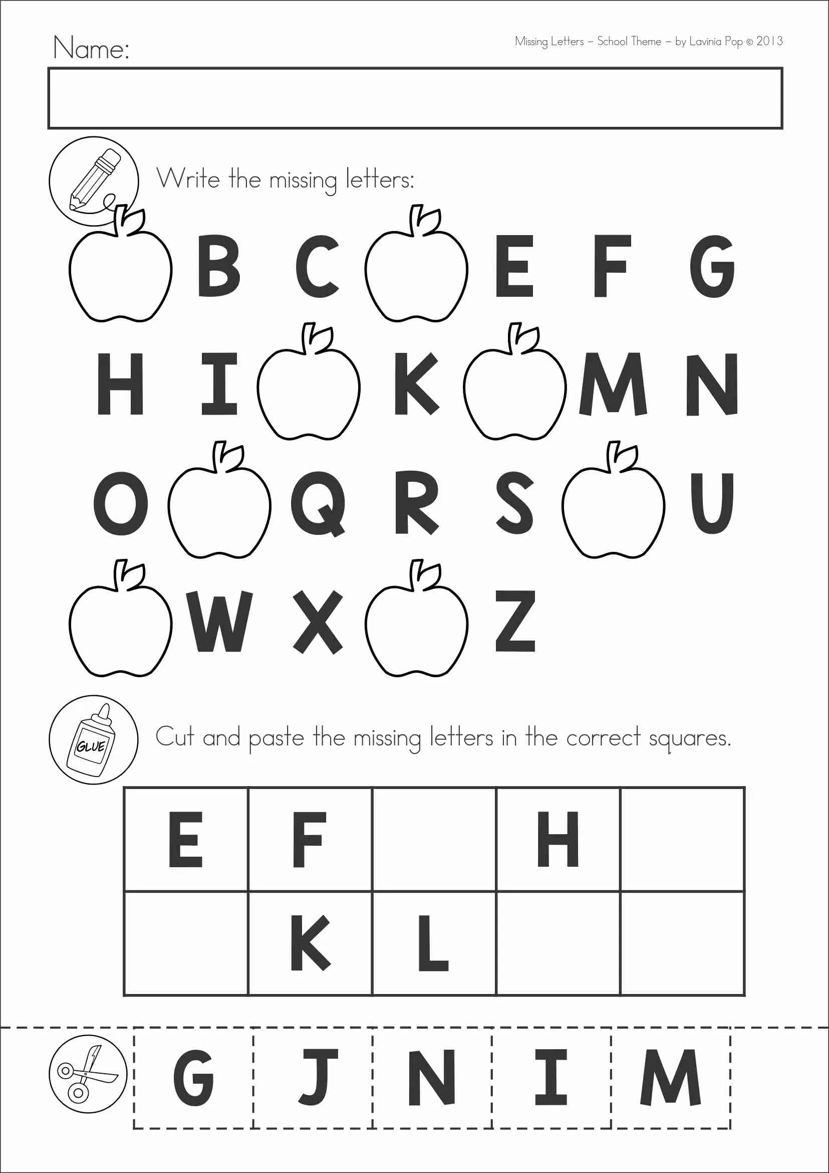 Cut And Paste Alphabet Worksheets Cut And Paste Alphabet Worksheets
