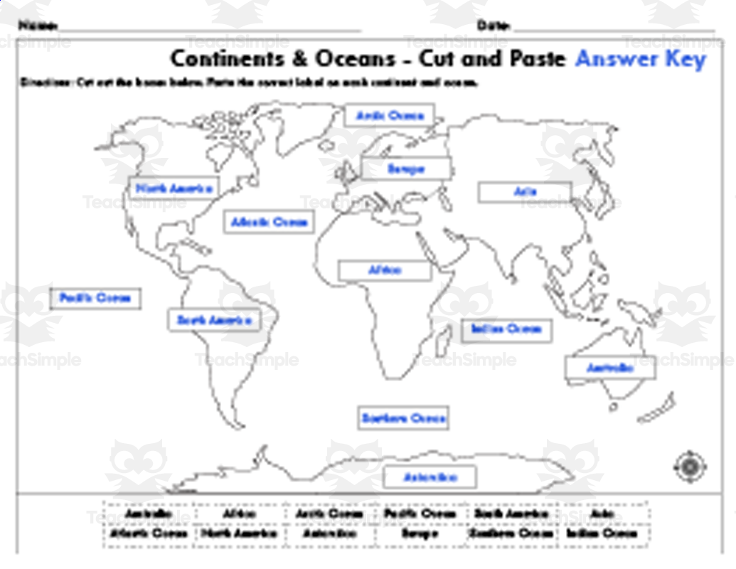 Cut And Paste Continents And Oceans World Map Cut And Paste Continents And Oceans World Map