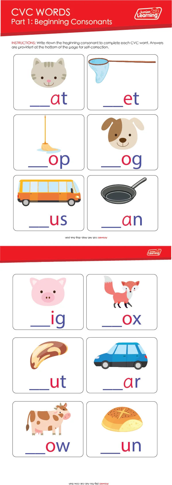 CVC Words Printables Junior Learning UK CVC Words Printables Junior Learning UK