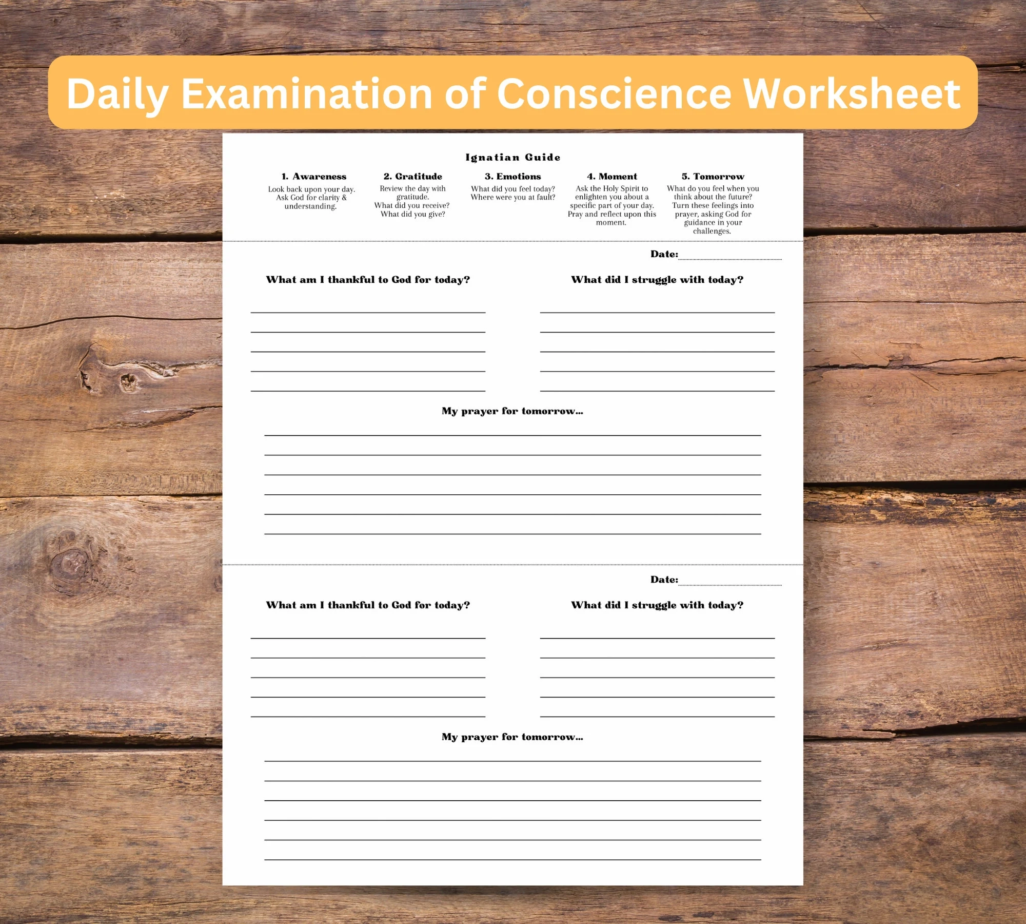 Daily Examen Worksheet Catholic Church Gift For Confirmation Daily Examen Worksheet Catholic Church Gift For Confirmation