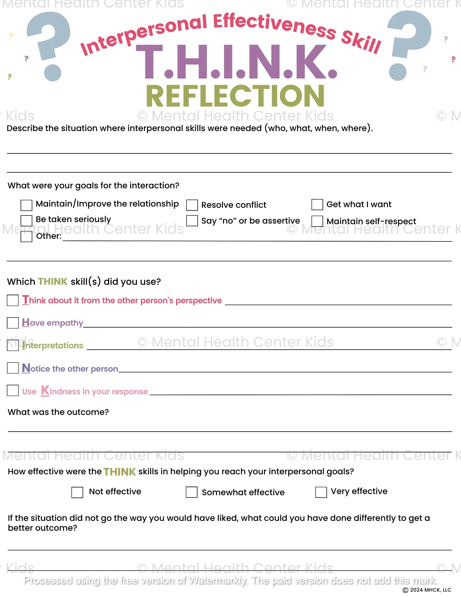 DBT THINK Skill Worksheet DBT THINK Skill Worksheet