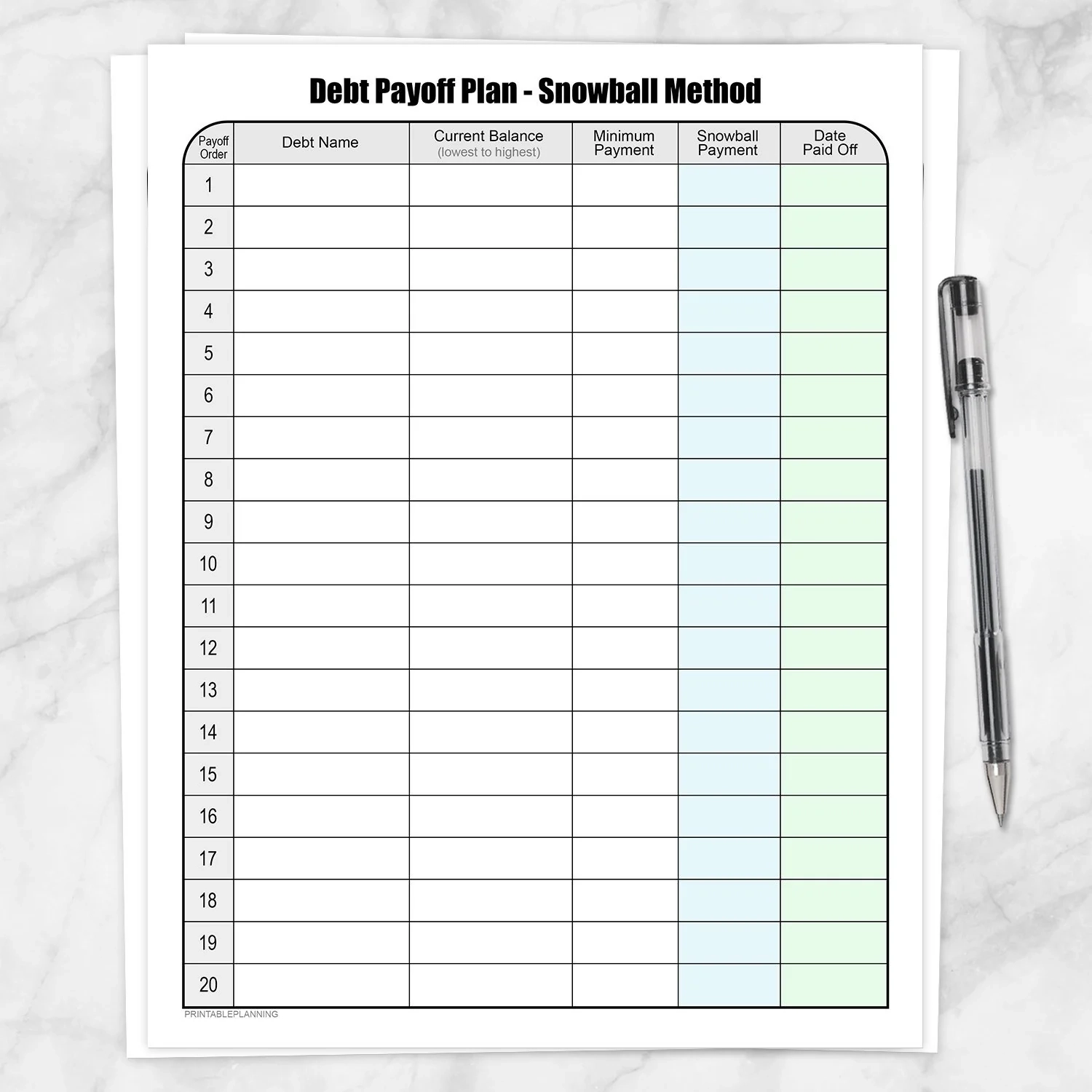 Debt Payoff Plan Chart Debt Snowball Method Printable Debt Payoff Plan Chart Debt Snowball Method Printable