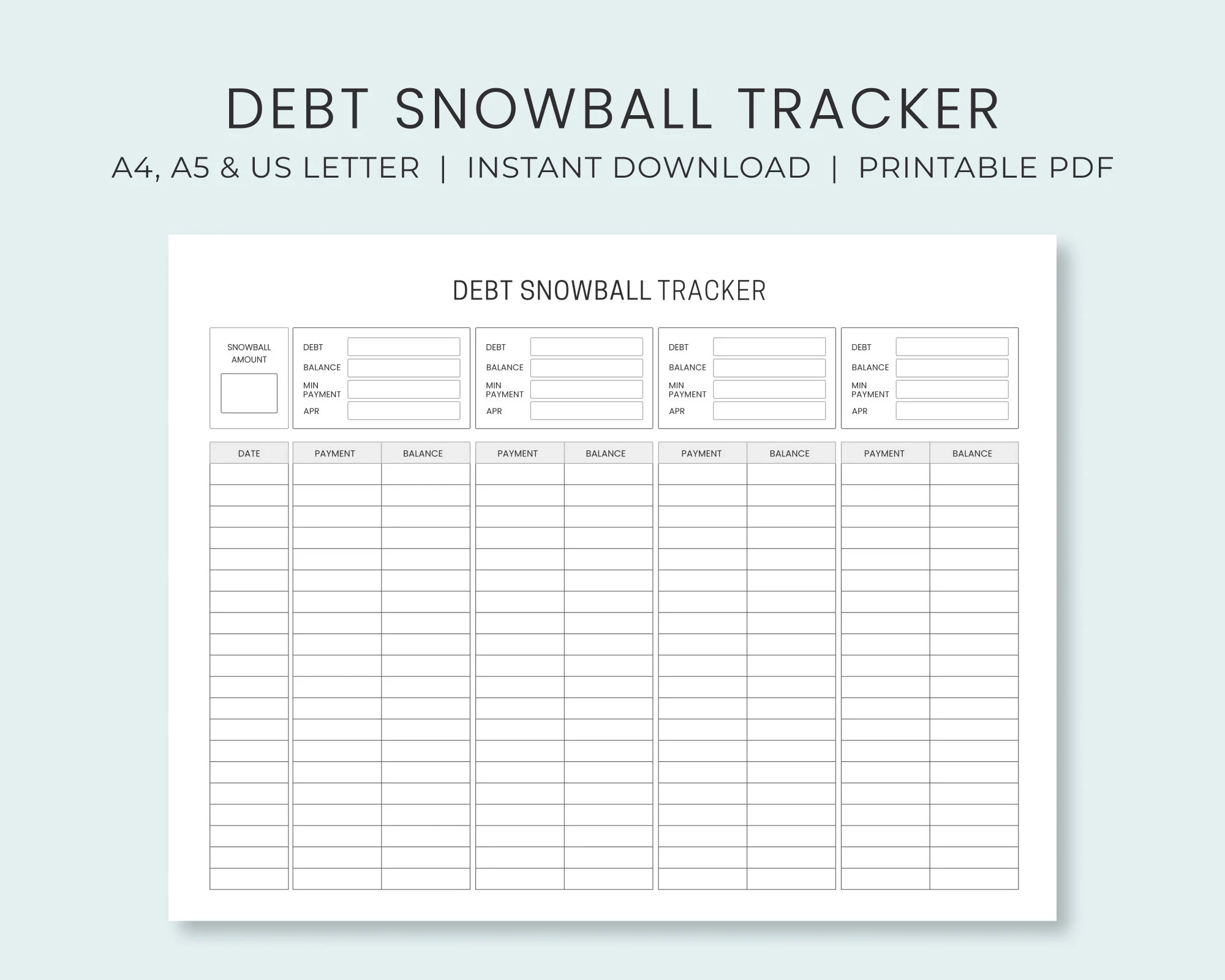 Debt Snowball Tracker Printable Debt Payment Worksheet Debt 