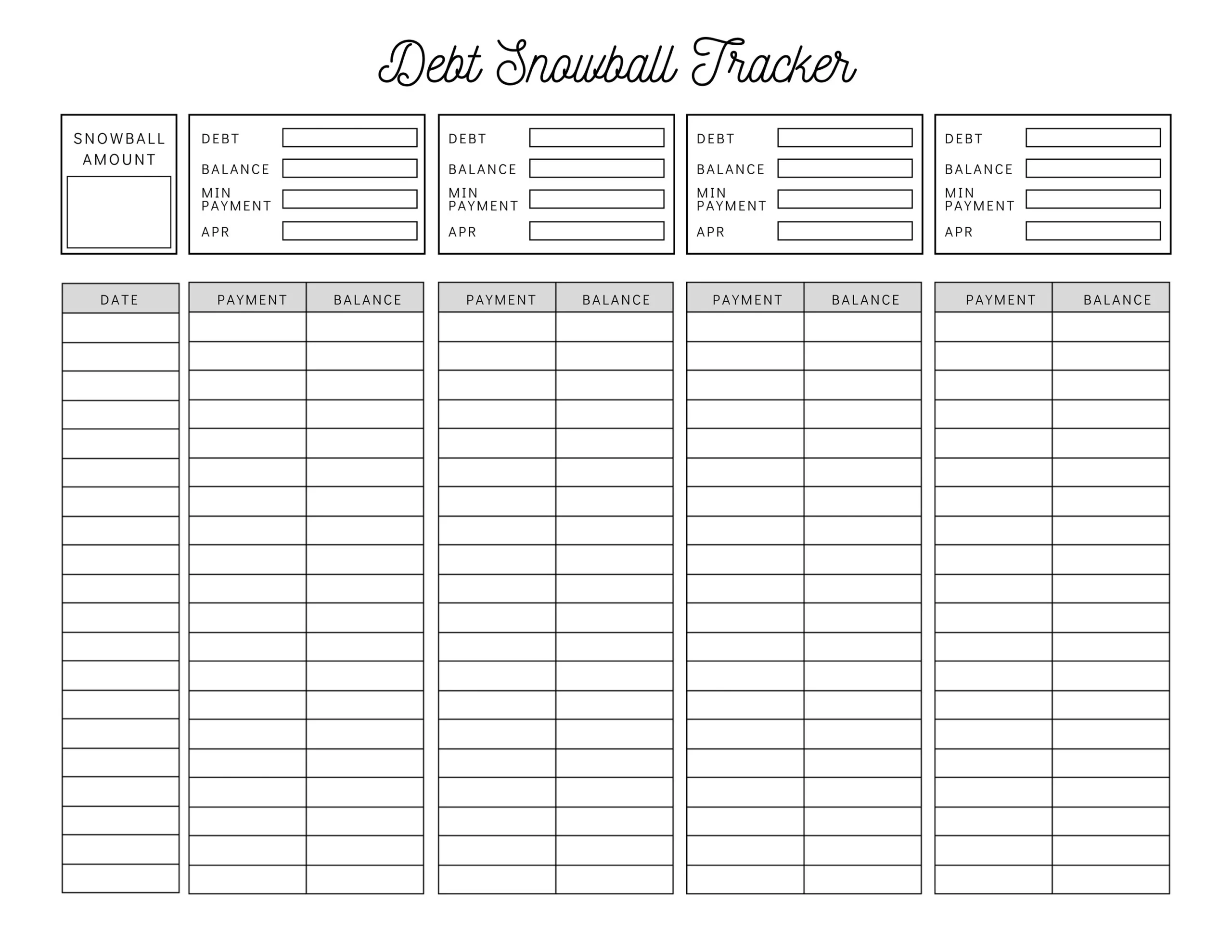 Debt Snowball Worksheet Free Printable