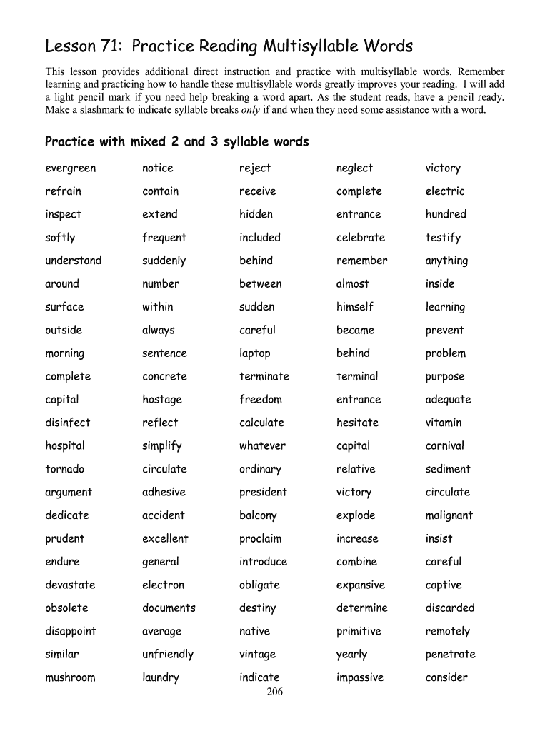 Decodable Multisyllabic Word List Multisyllabic Words Decodable Multisyllabic Word List Multisyllabic Words