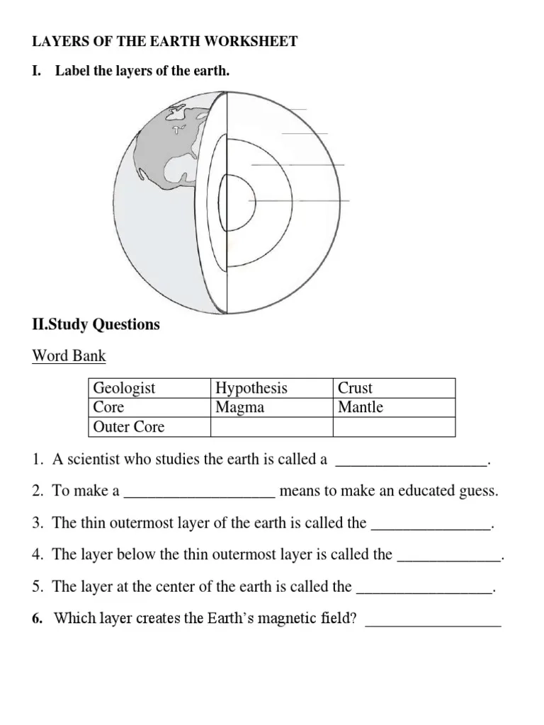 Demo Layers Of The Earth Worksheet PDF Demo Layers Of The Earth Worksheet PDF