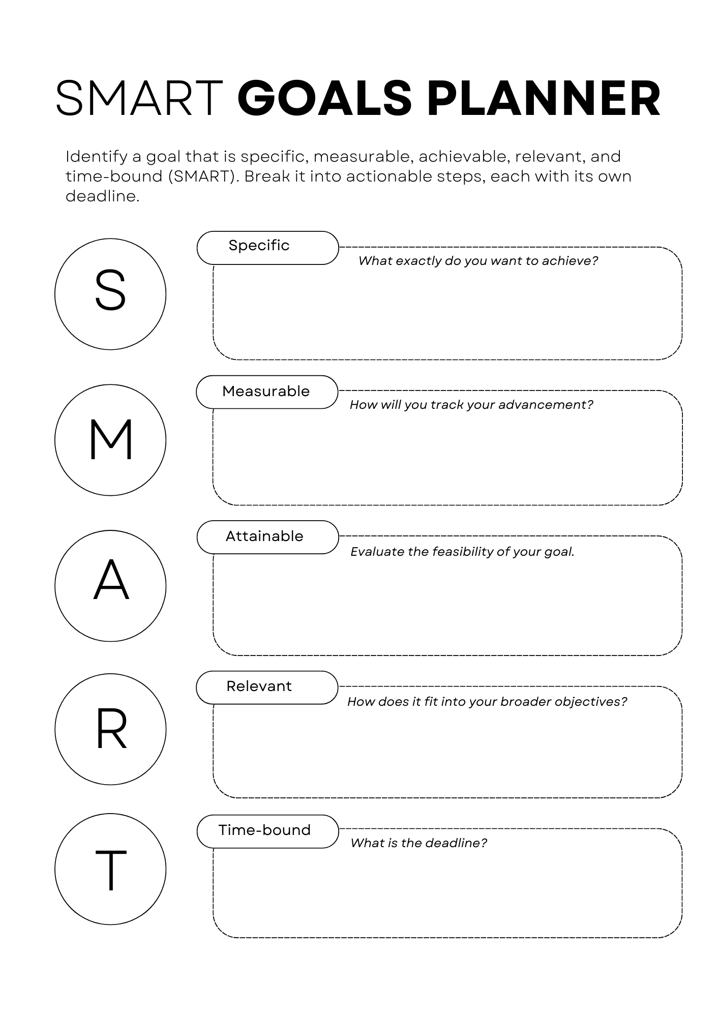 Download A SMART Goals Worksheet Or Editable Template Download A SMART Goals Worksheet Or Editable Template