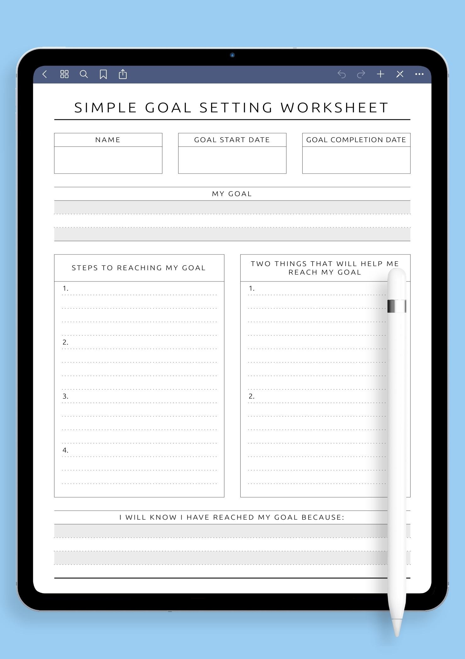 Download Printable Simple Goal Setting Worksheet Original Style PDF Download Printable Simple Goal Setting Worksheet Original Style PDF