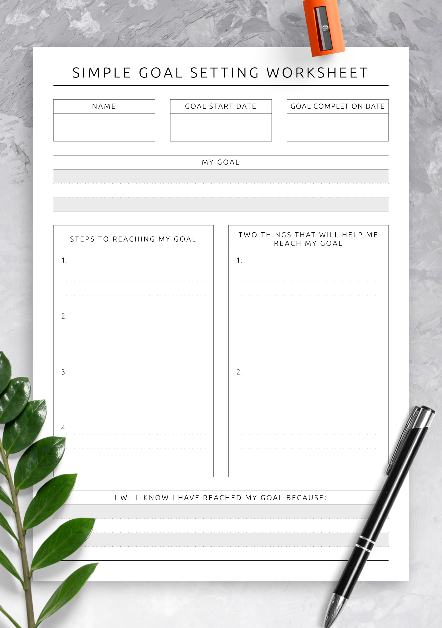Printable Goal Setting Worksheet Printable Goal Setting Worksheet