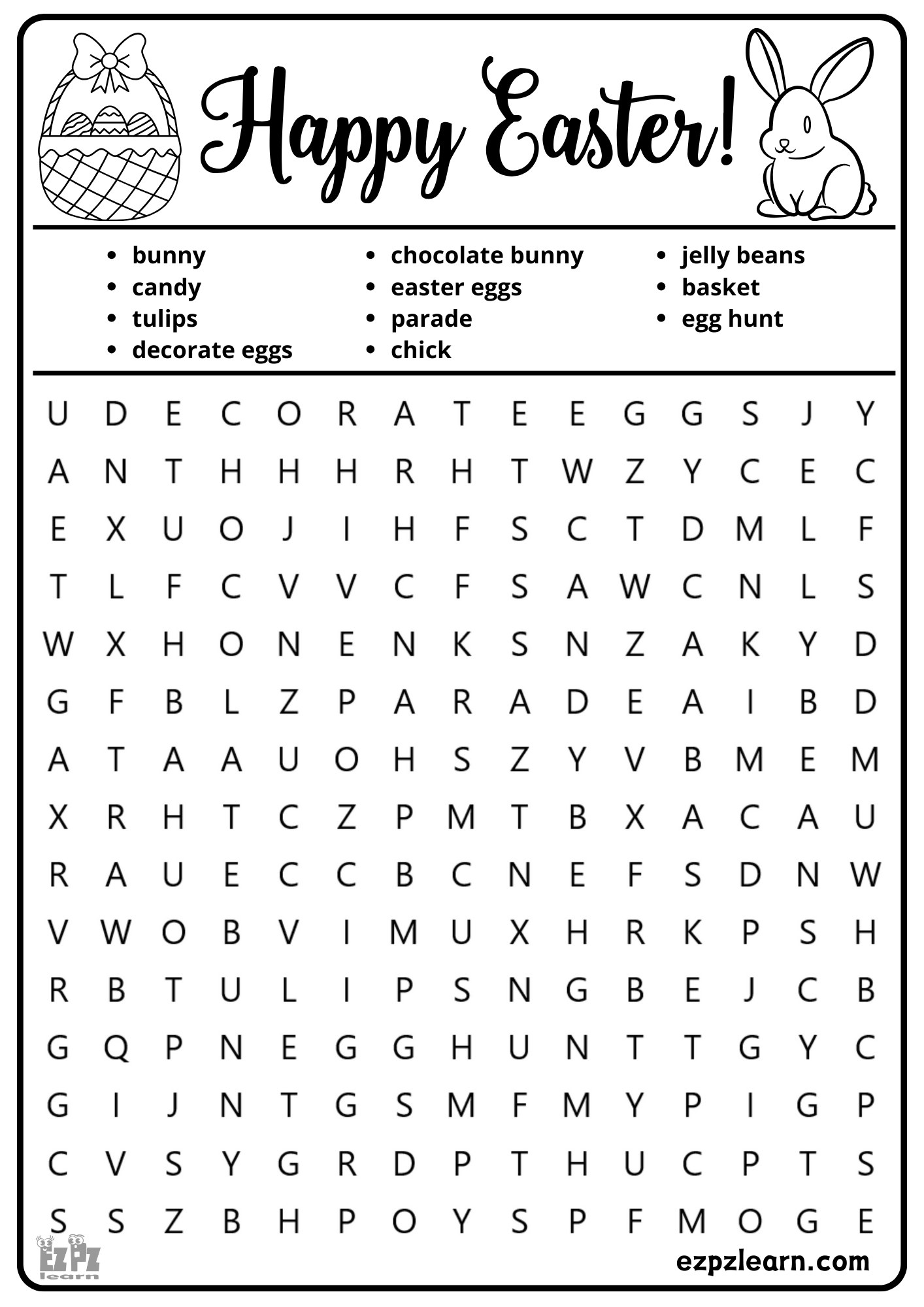 Easter Holiday Vocabulary Word Search For Kids And ESL Students Easter Holiday Vocabulary Word Search For Kids And ESL Students