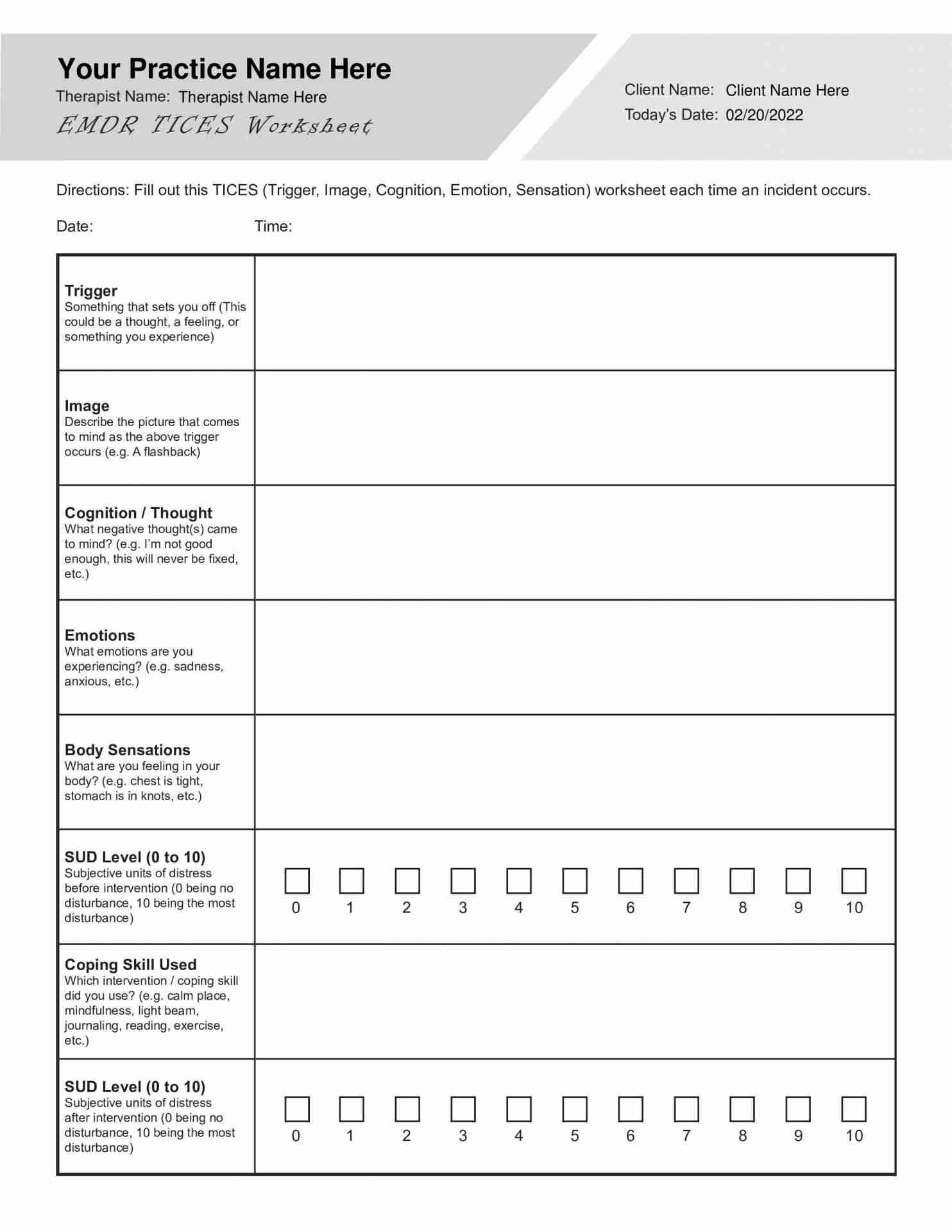 EMDR Worksheets Bundle Editable Fillable Printable PDFs TherapyByPro