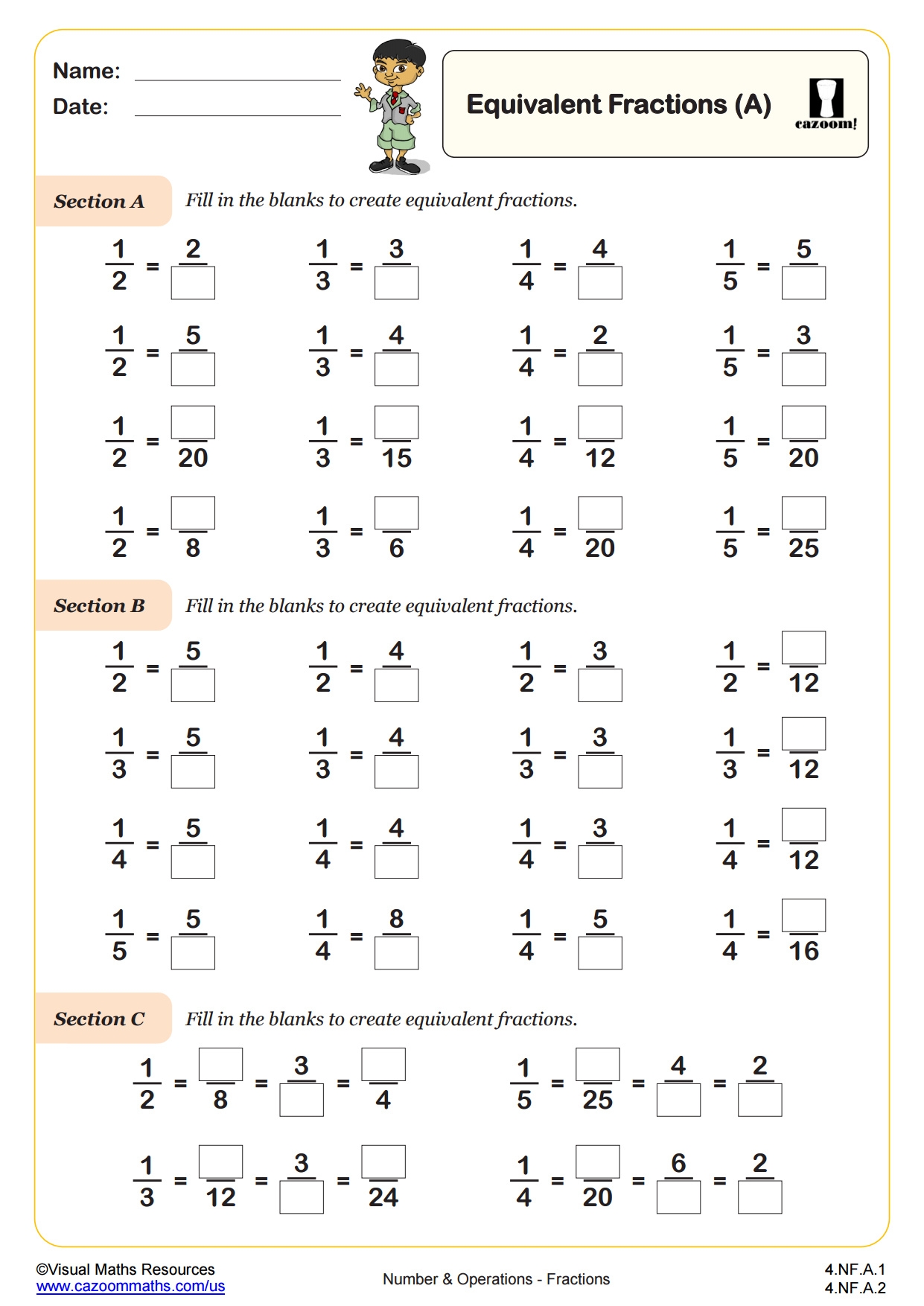 Equivalent Fractions A PDF Printable Number And Operations Equivalent Fractions A PDF Printable Number And Operations