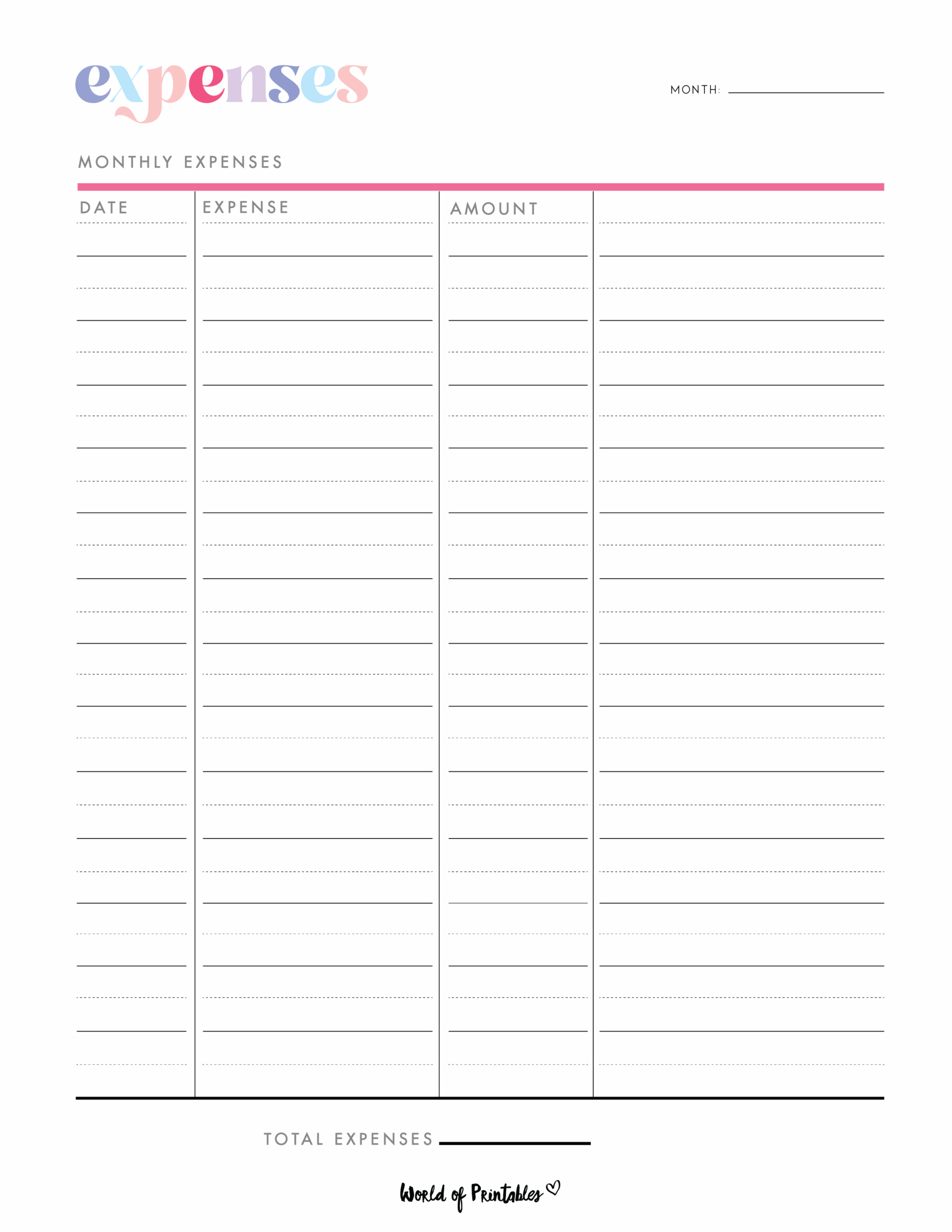 Free Printable Income And Expense Worksheet