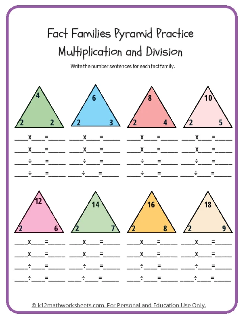Fact Family Worksheets Fact Family Worksheets