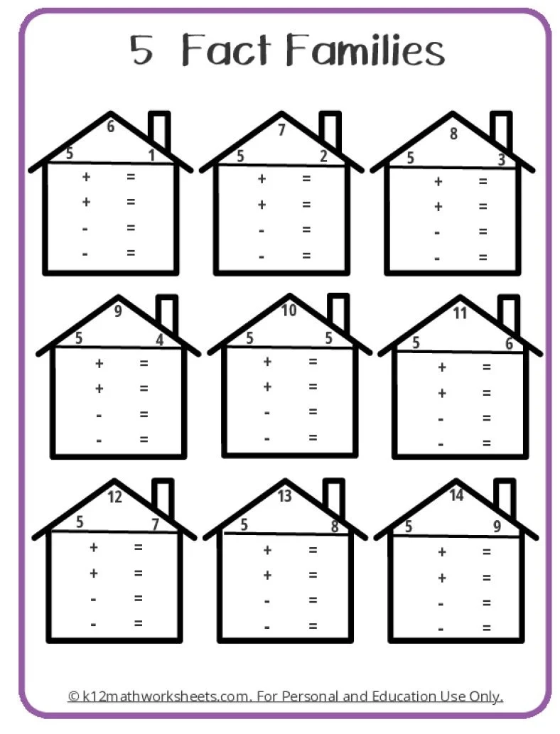 Fact Family Worksheets Fact Family Worksheets