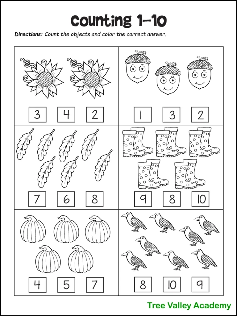 Fall Math Worksheets For Kindergarten Preschool amp 1st Grade Fall Math Worksheets For Kindergarten Preschool amp 1st Grade