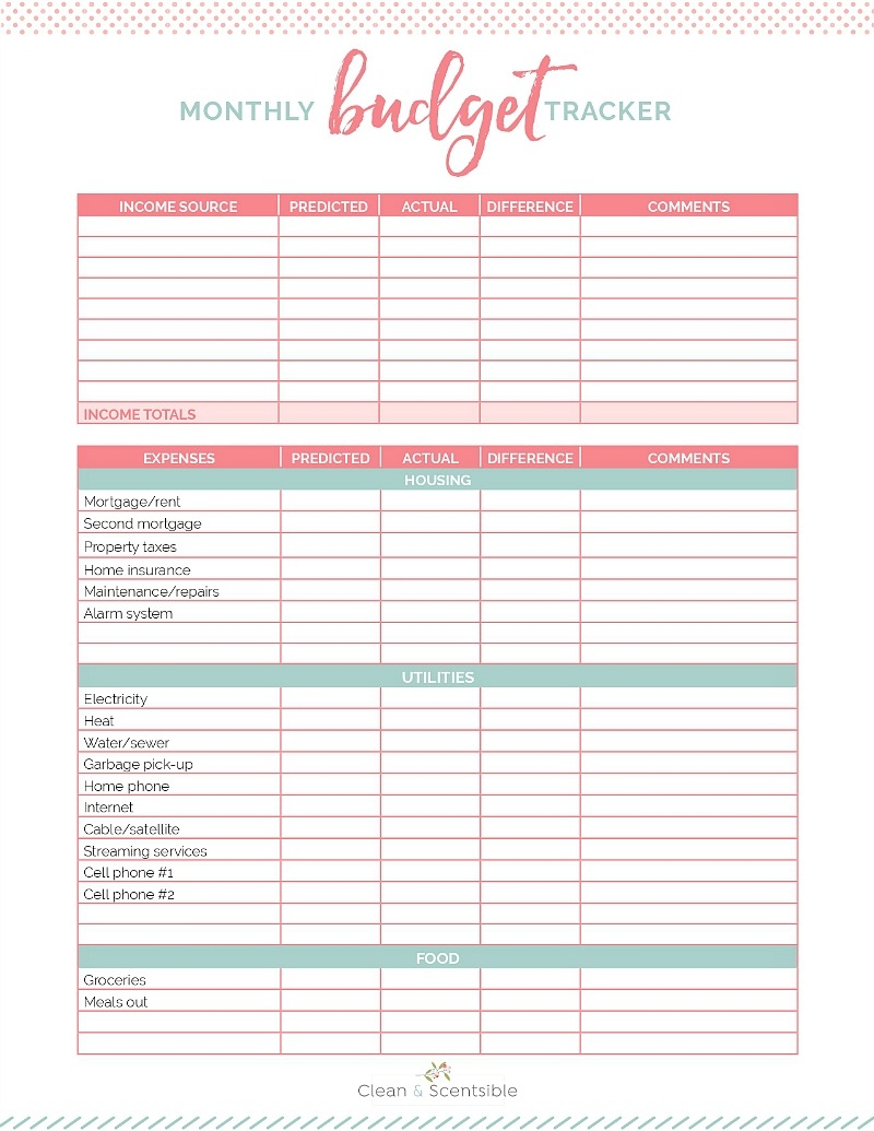 Free Printable Household Budget Worksheet Free Printable Household Budget Worksheet