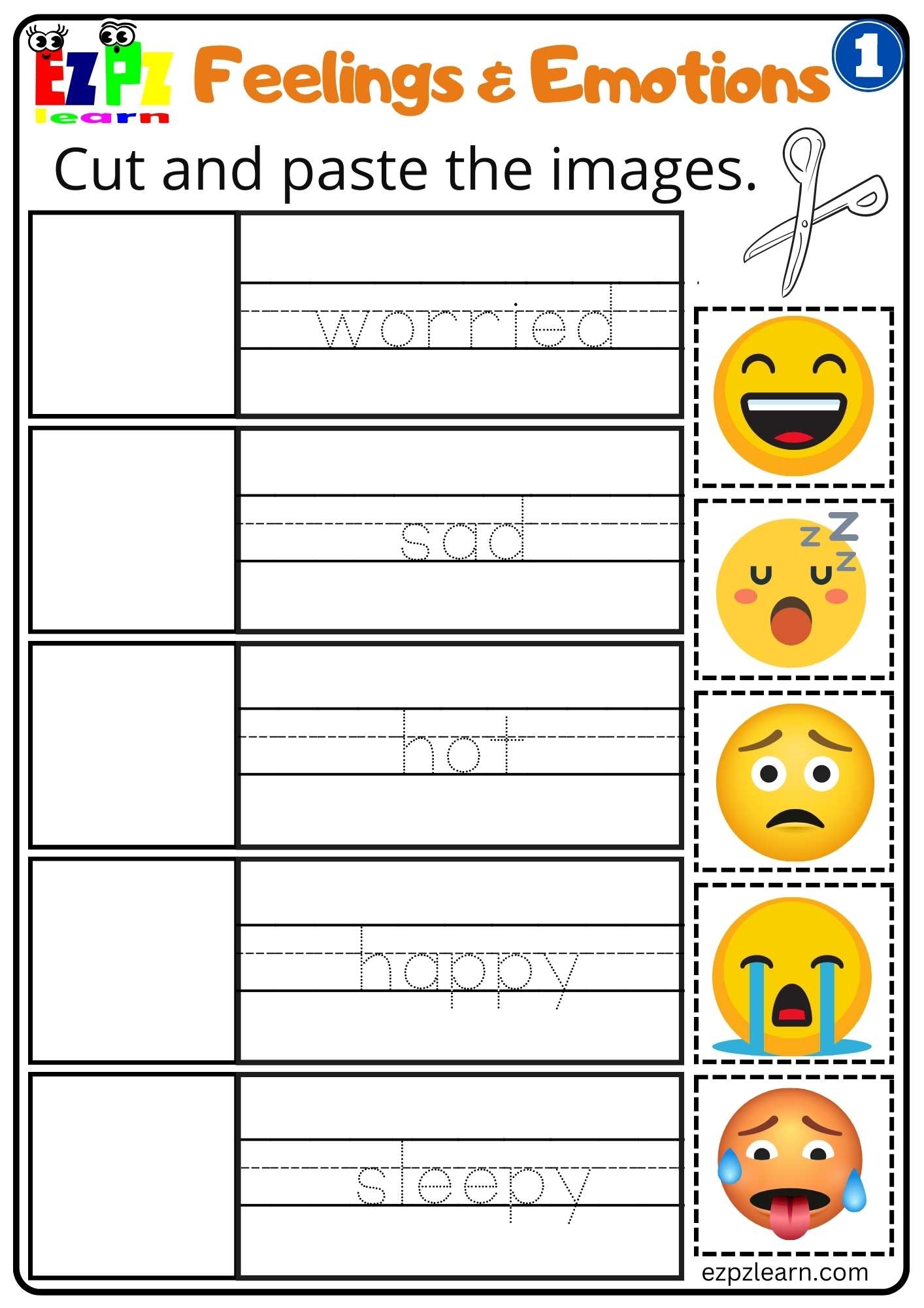 Feelings And Emotions Cut And Paste Worksheet For Children And ESL Feelings And Emotions Cut And Paste Worksheet For Children And ESL