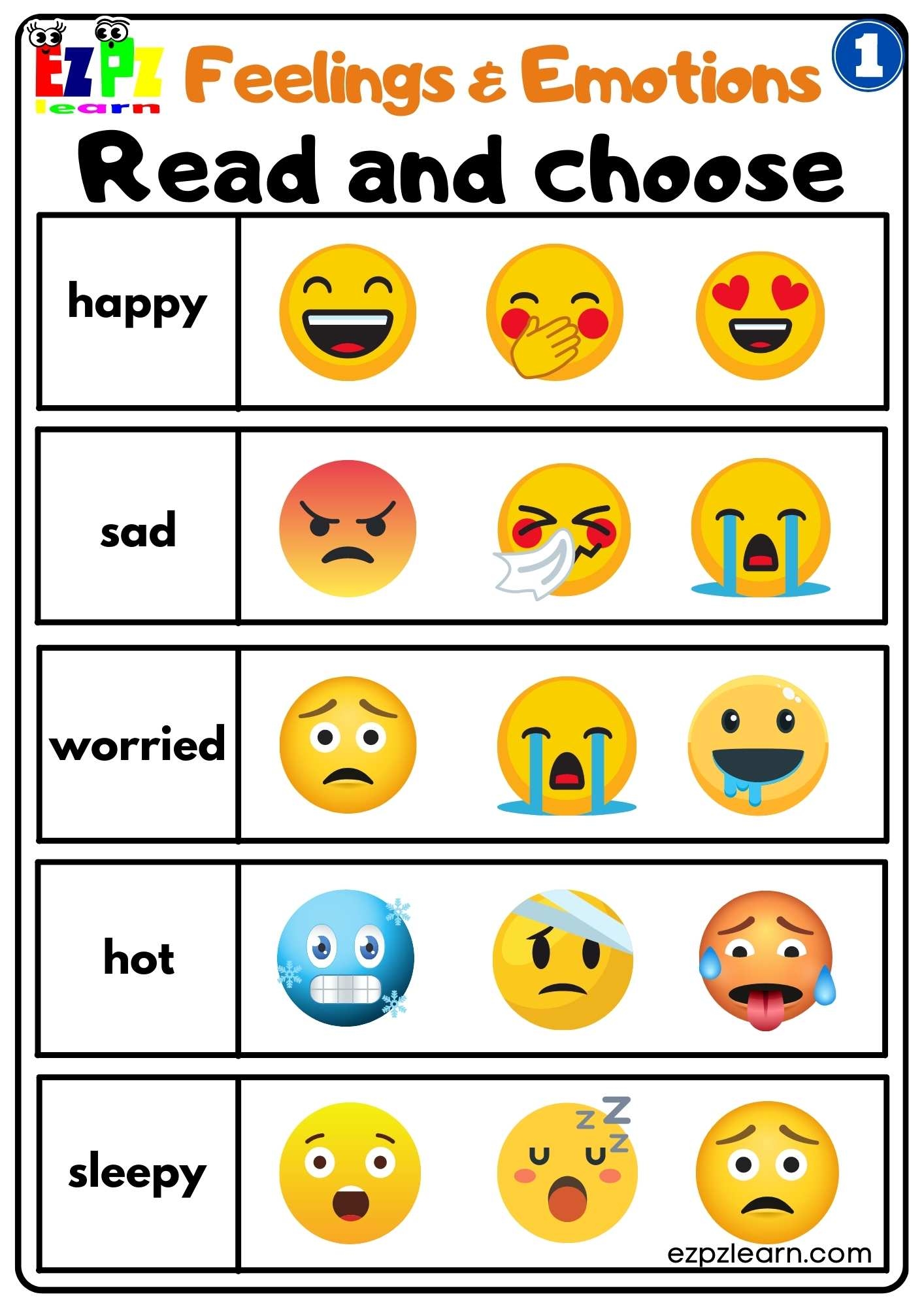Feelings And Emotions Read And Choose Worksheet For Children And Feelings And Emotions Read And Choose Worksheet For Children And