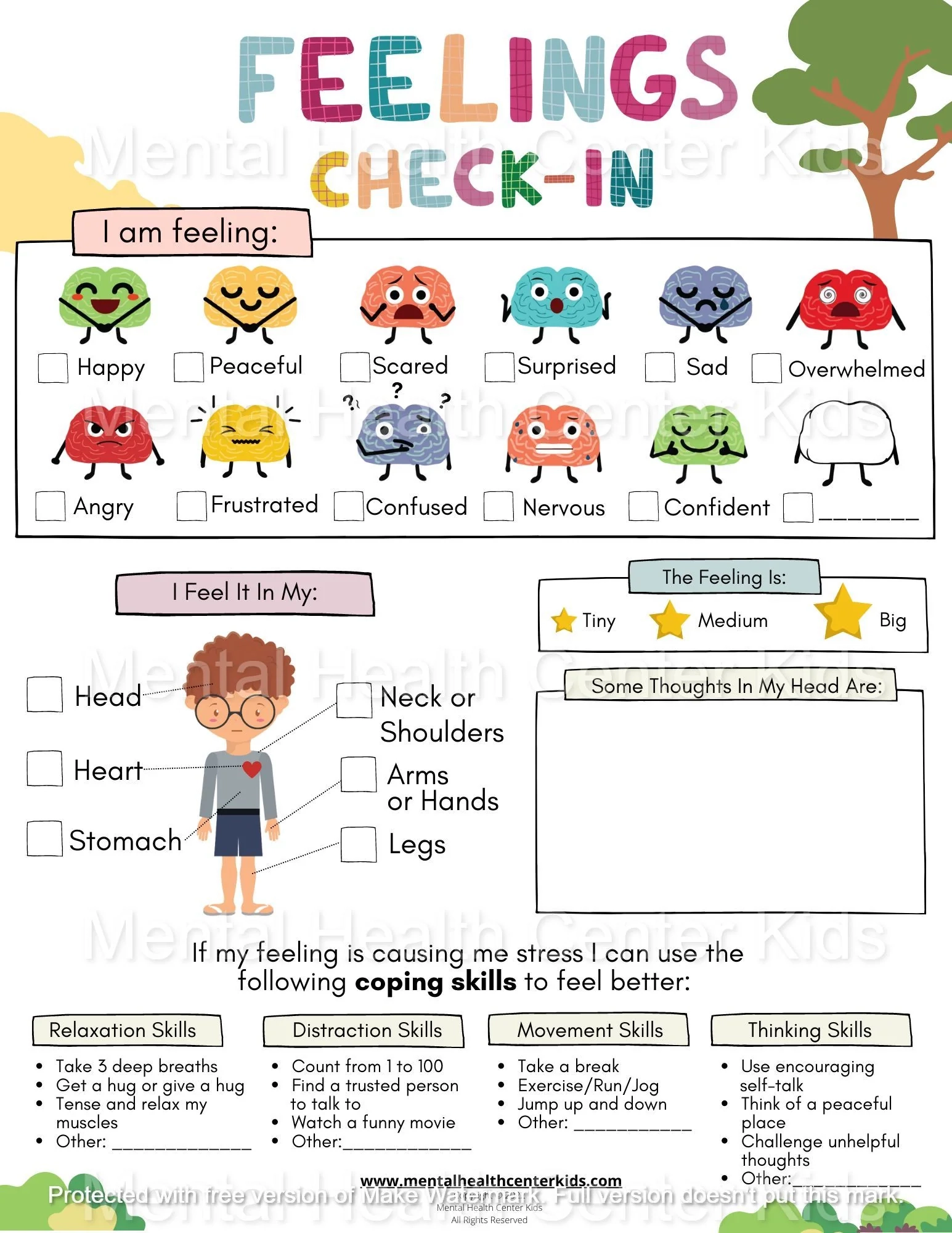 Feelings Check In Worksheet Feelings Check In Worksheet