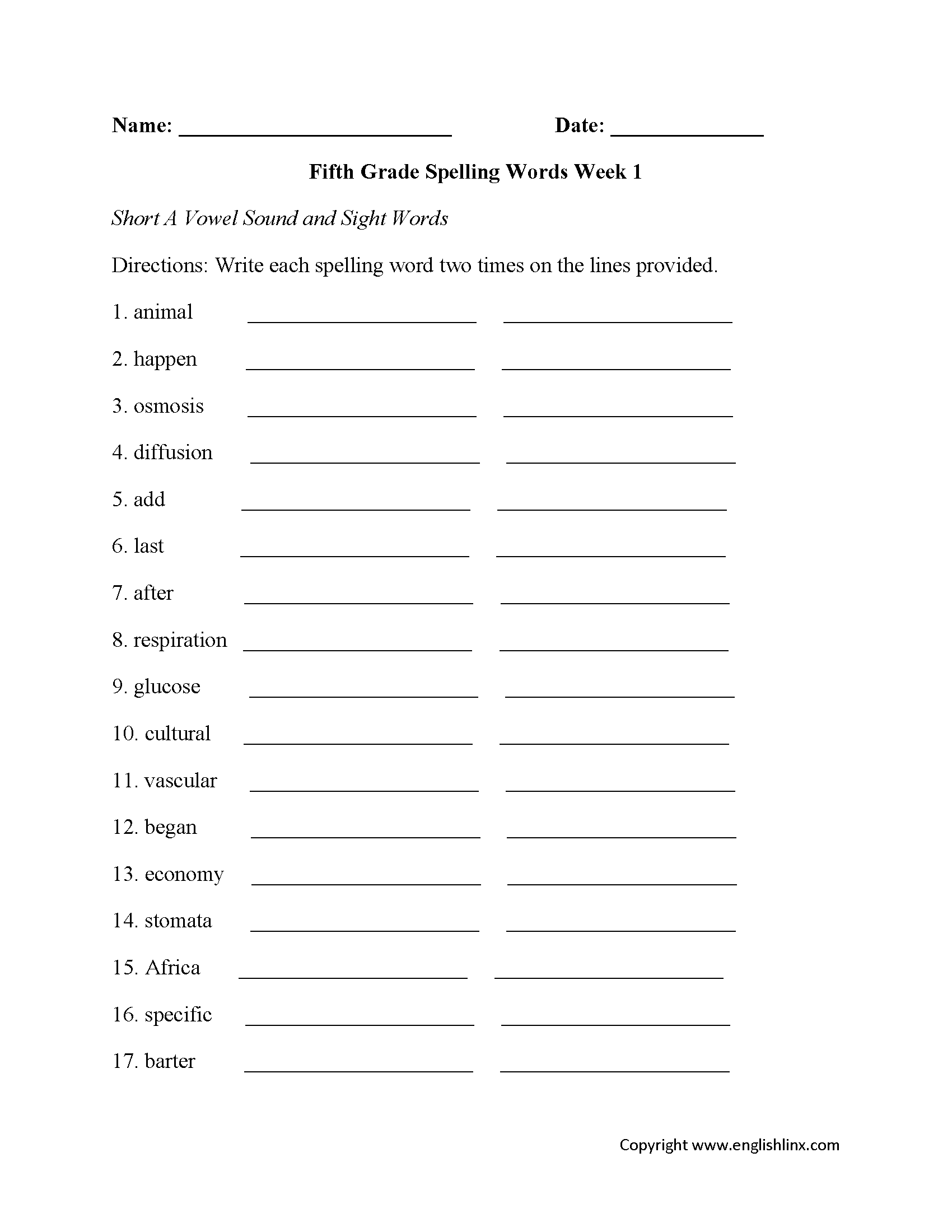 Fifth Grade Spelling Worksheets Printable Word Lists amp Weekly Fifth Grade Spelling Worksheets Printable Word Lists amp Weekly