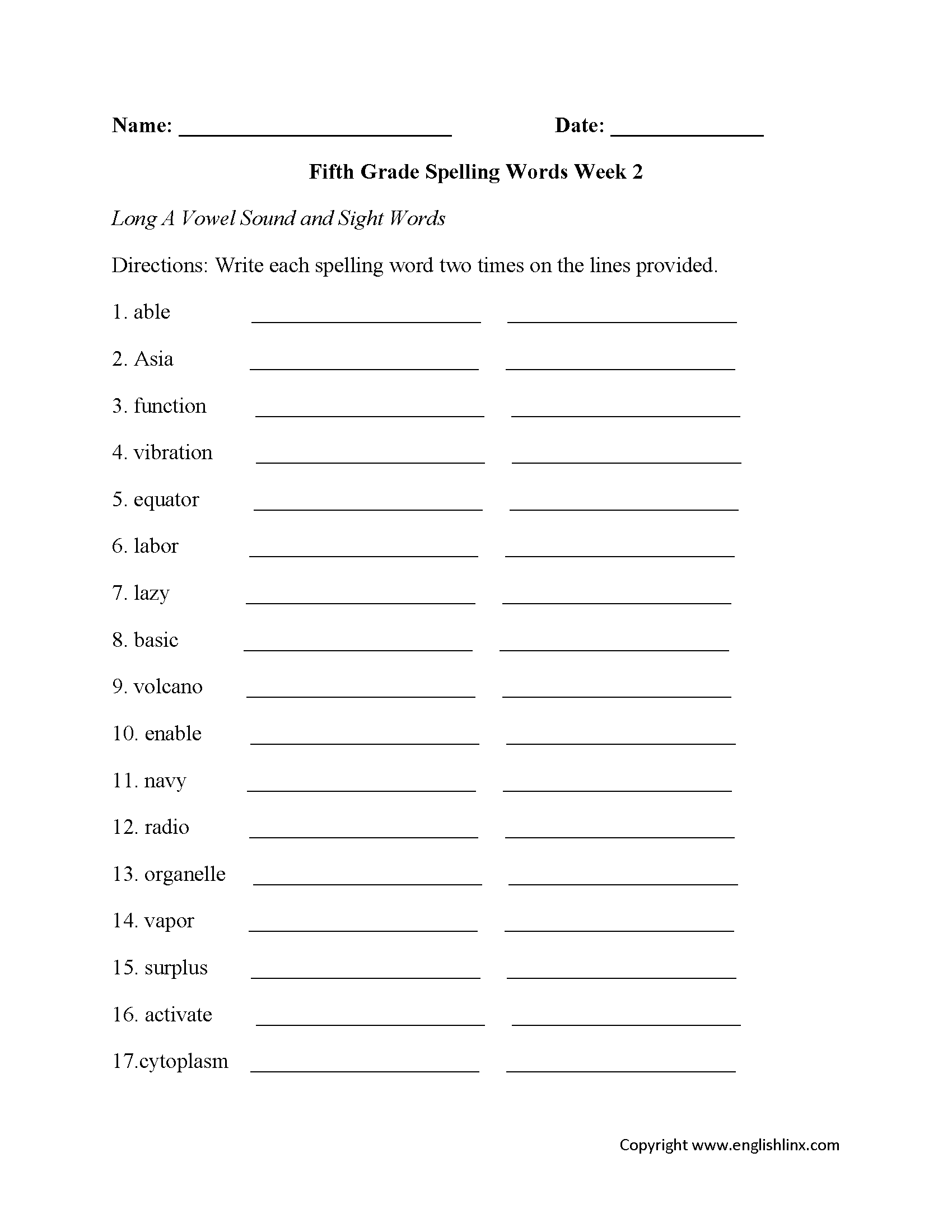 Fifth Grade Spelling Worksheets Printable Word Lists amp Weekly Fifth Grade Spelling Worksheets Printable Word Lists amp Weekly