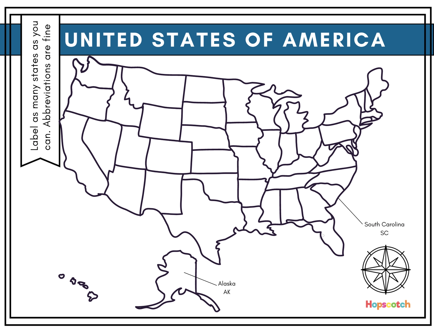 Fifty United States Worksheet Hopscotch Fifty United States Worksheet Hopscotch