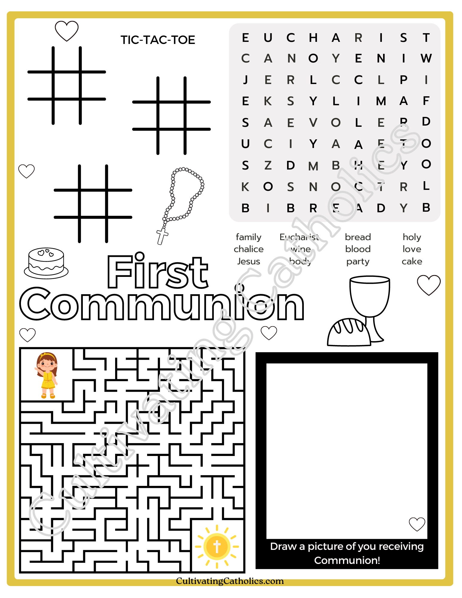 First Communion Activity Page Printable First Communion Activity Page Printable