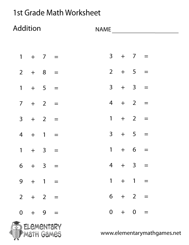 Printable Math Worksheets For First Graders Printable Math Worksheets For First Graders