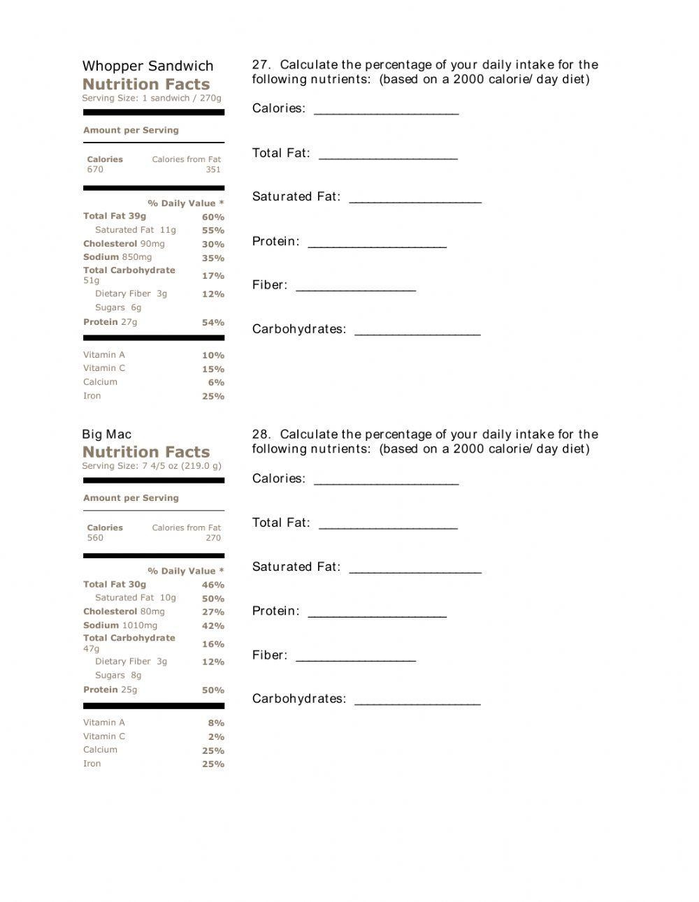 Free Printable Food Label Worksheets Free Printable Food Label Worksheets