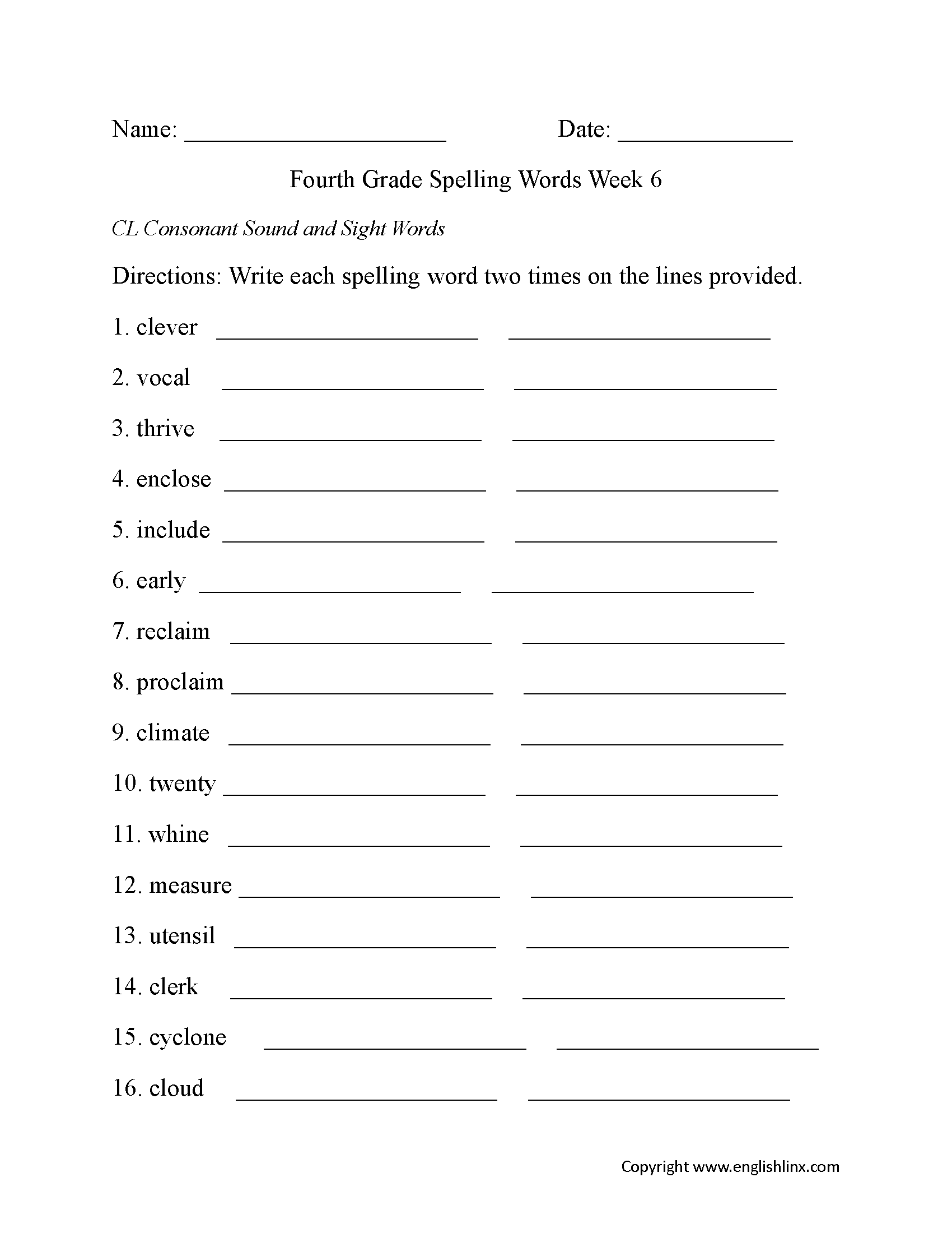 Fourth Grade Spelling Worksheets Free Printable Word Lists Fourth Grade Spelling Worksheets Free Printable Word Lists